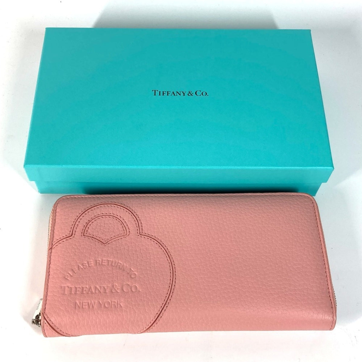 Tiffany Pink Leather Long Wallet (Bi-Fold) (Pre-Owned)