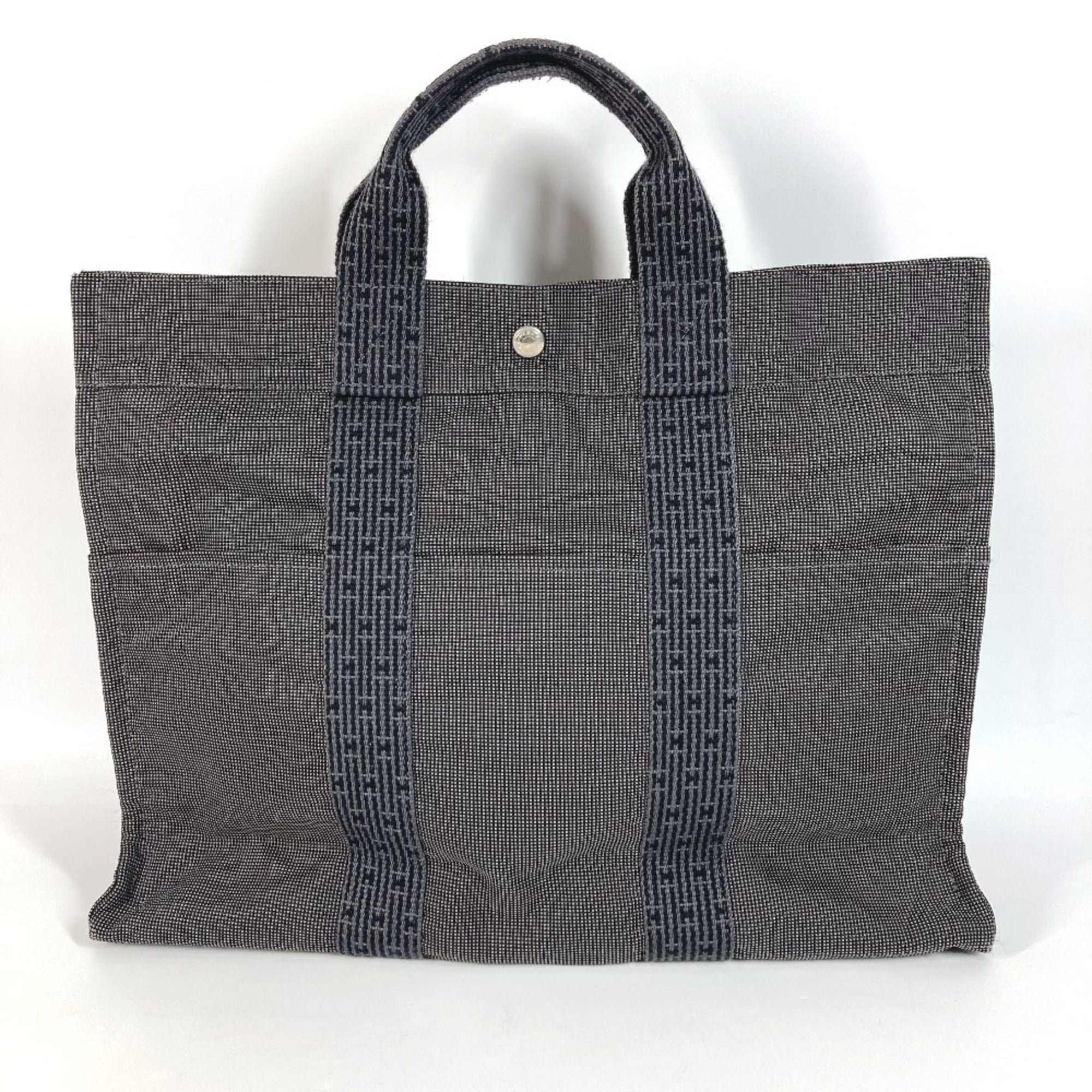Hermes Her Line Gray Canvas Handbag Tote Bag (Pre-Owned)