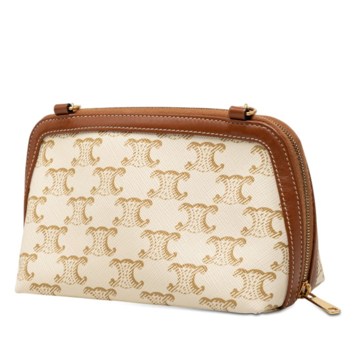 Celine Brown White Pvc Leather Handbag Shoulder Bag (Pre-Owned)