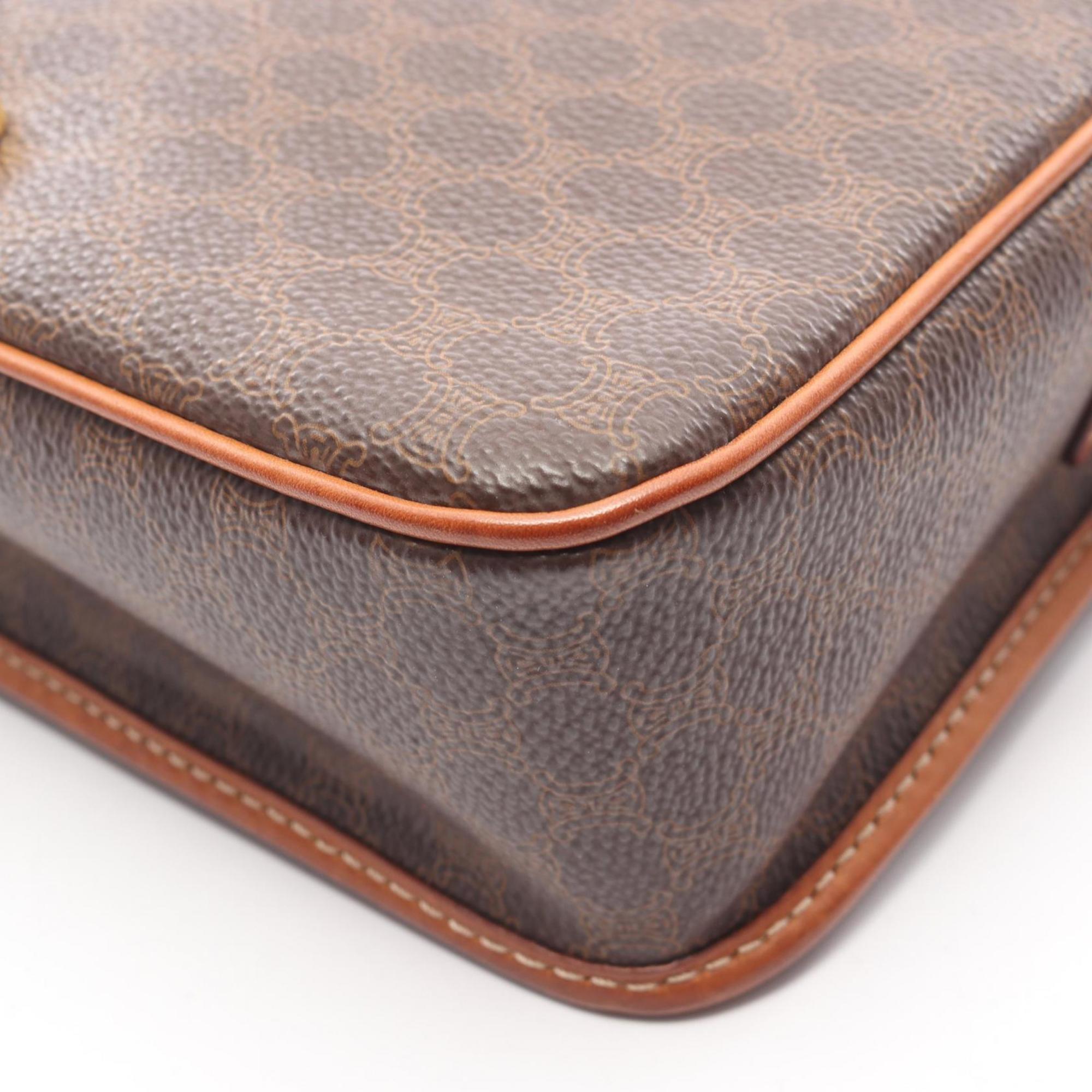 Celine Brown Coated Canvas Leather Shoulder Bag (Pre-Owned)