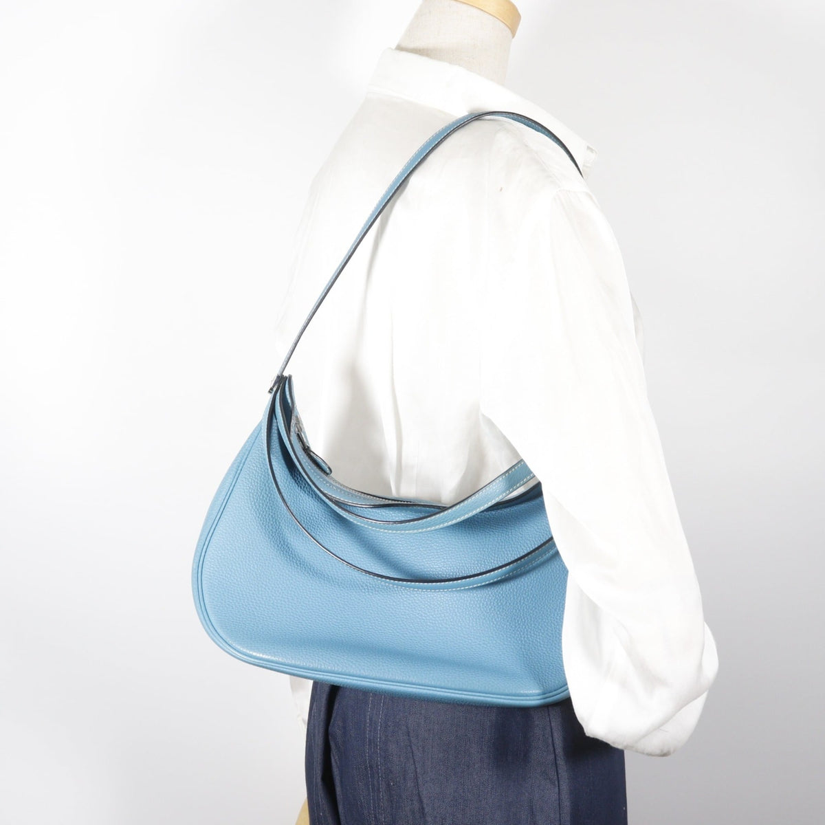 Hermes Blue Jean Togo Leather Shoulder Bag (Pre-Owned)