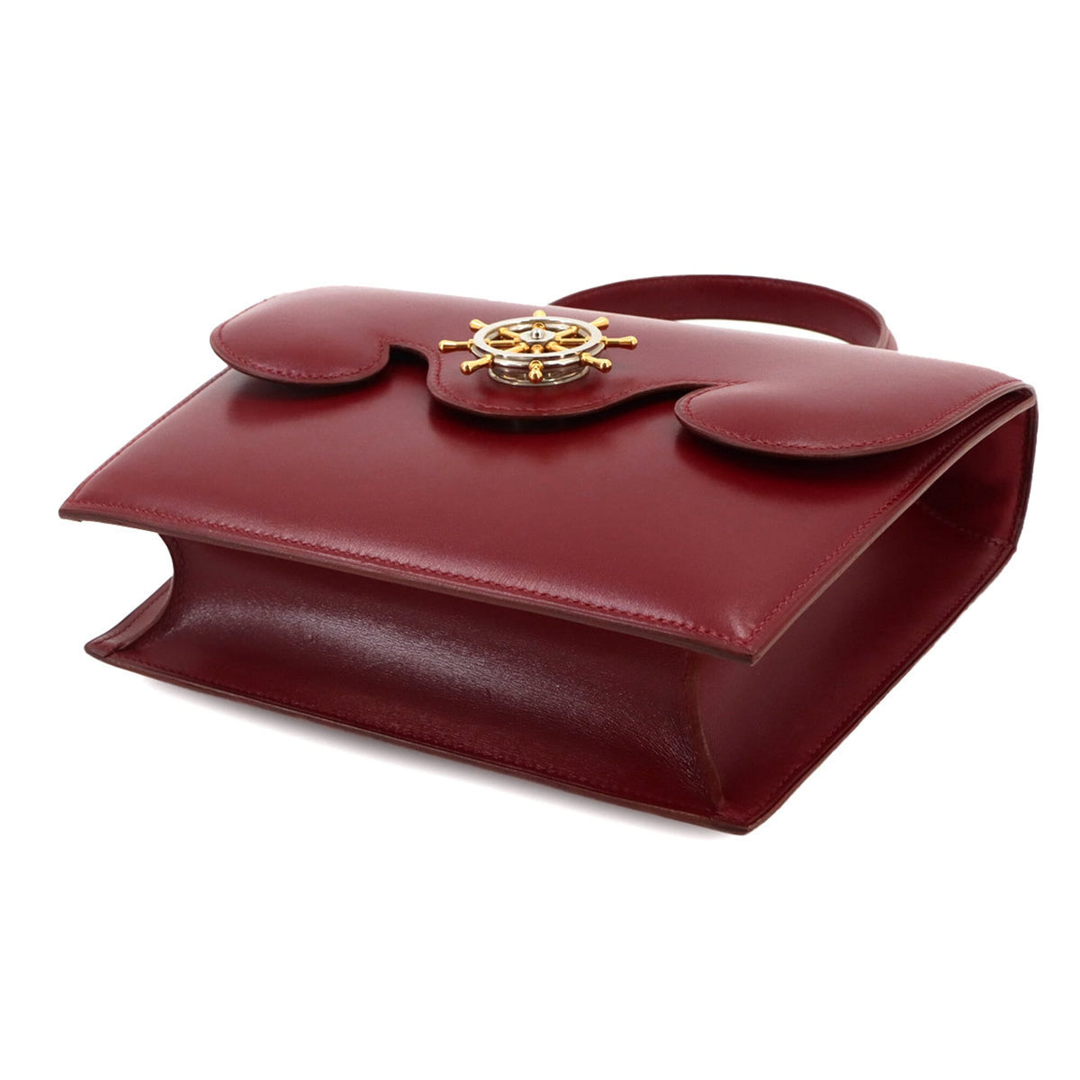Hermes Rouge H Box Calf Leather Handbag (Pre-Owned)