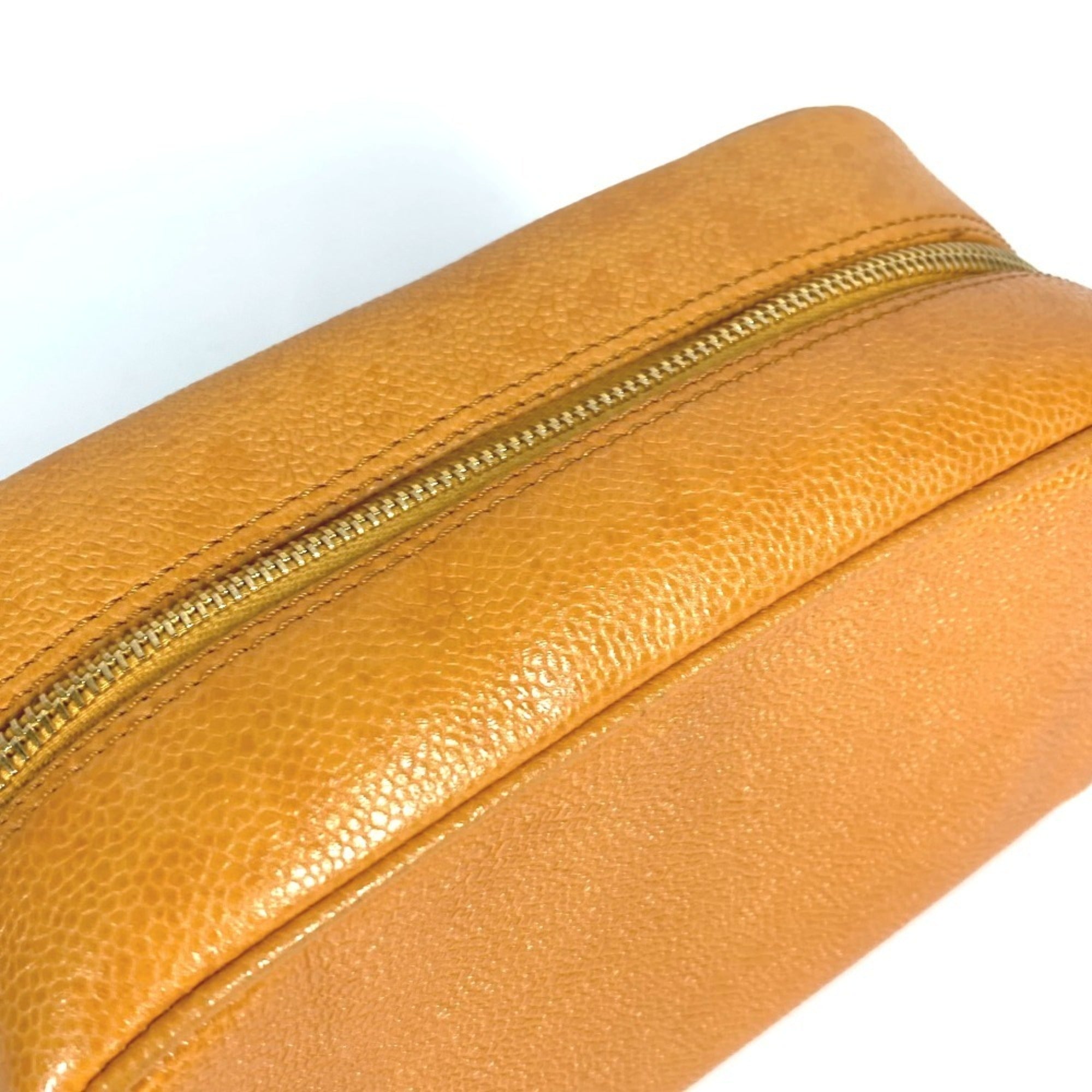 Chanel Orange Yellow Grained Calfskin Pouch (Pre-Owned)