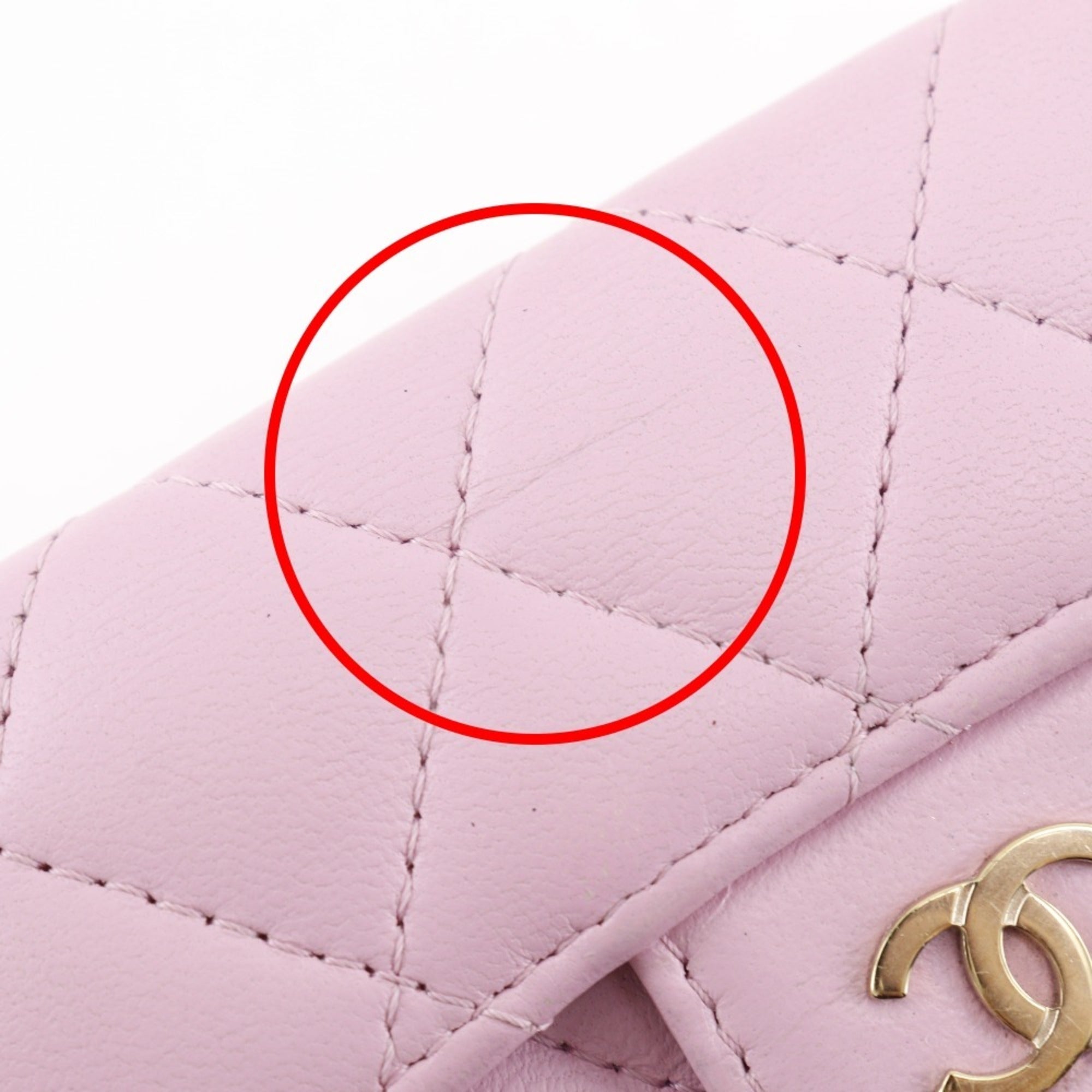 Chanel Gold Pink Leather Wallet (Tri-Fold) (Pre-Owned)