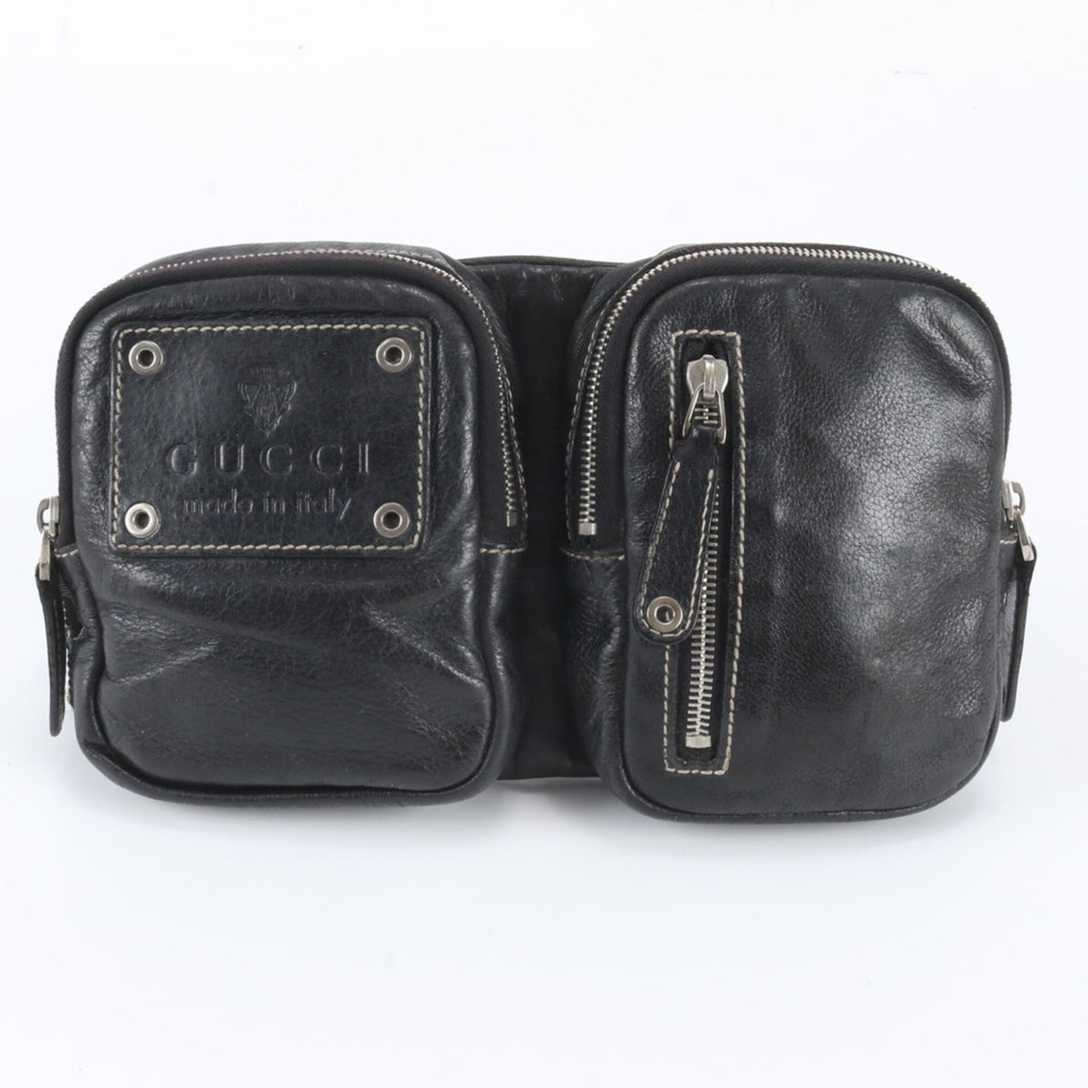 Gucci Black Leather Pouch Shoulder Bag Sling Bag (Pre-Owned)