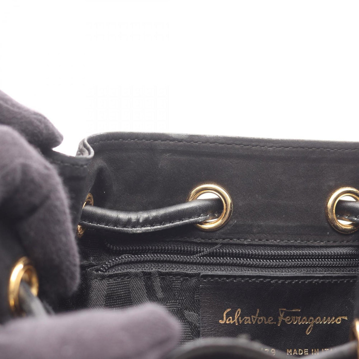 Salvatore Ferragamo Vara Black Suede Shoulder Bag (Pre-Owned)