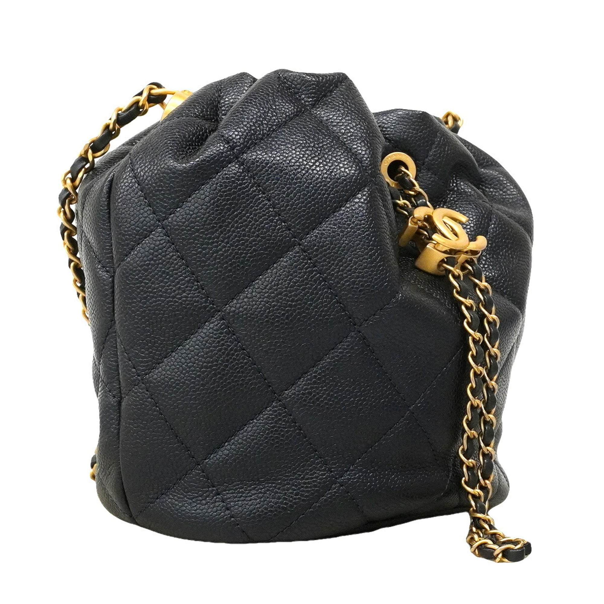 Chanel Navy Grained Calfskin Handbag (Pre-Owned)
