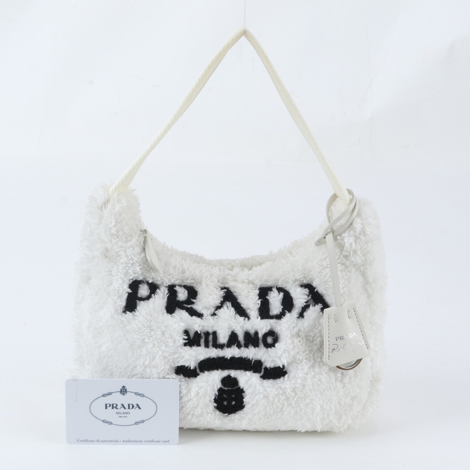 Prada Black White Leather Shoulder Bag (Pre-Owned)