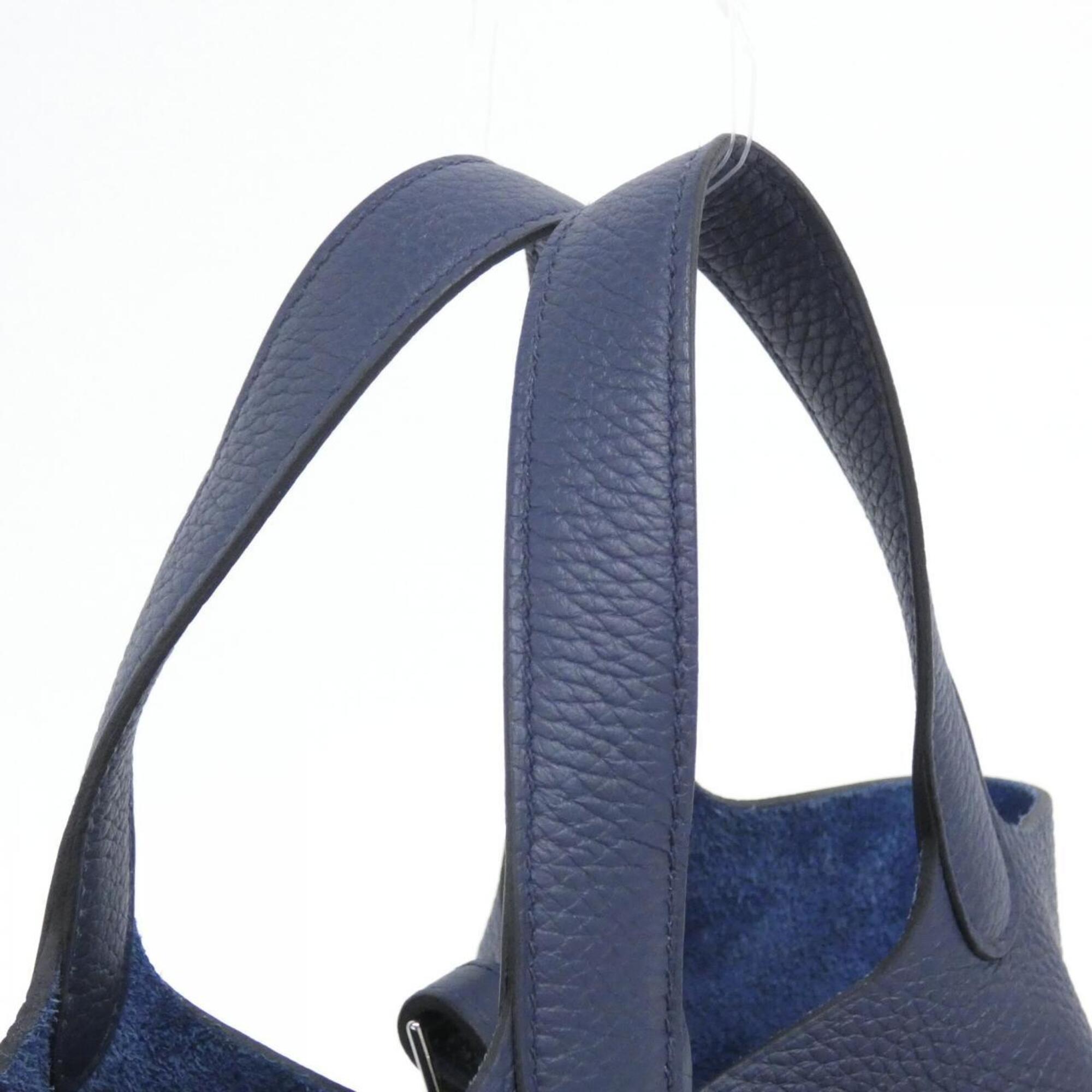 Hermes Blue Taurillon Clemence Leather Handbag (Pre-Owned)