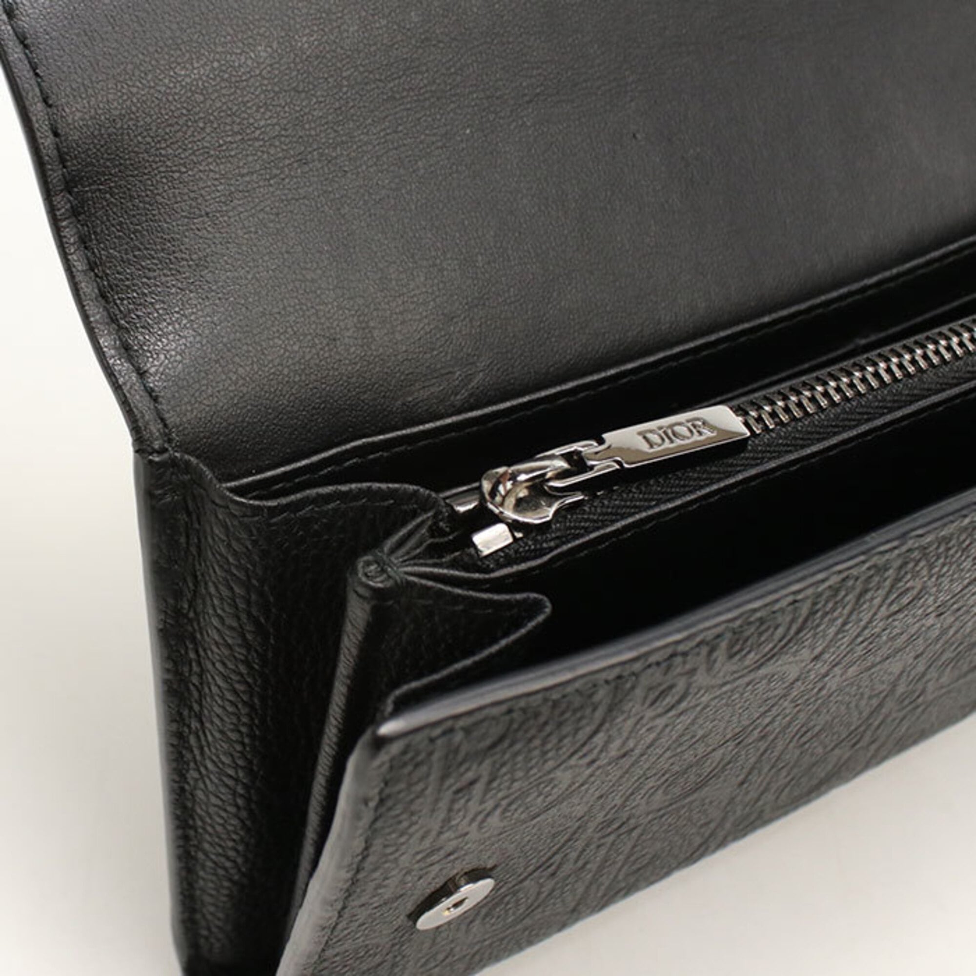 Christian Dior Black Leather Long Wallet (Bi-Fold) (Pre-Owned)