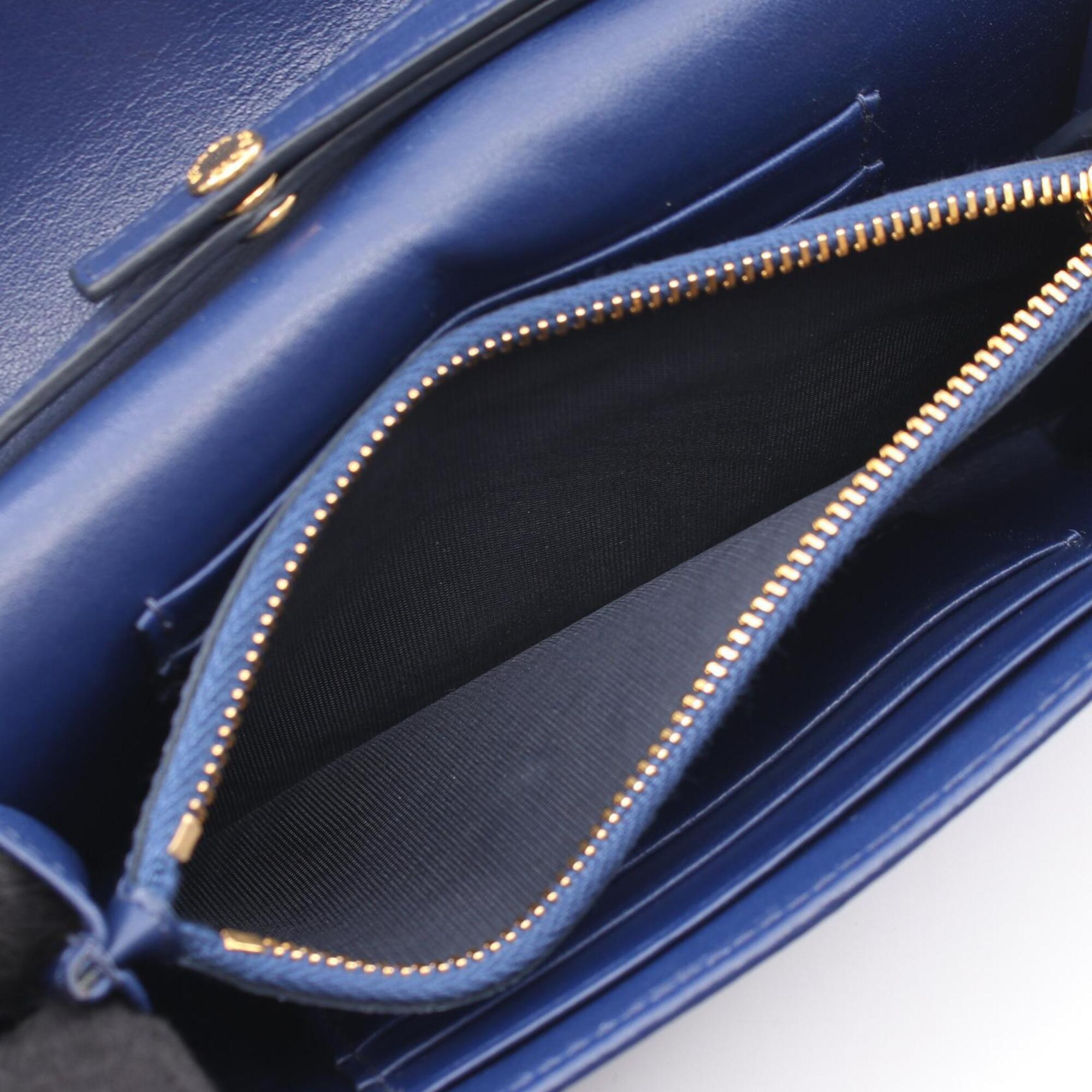 Prada Blue Nylon Leather Handbag Shoulder Bag (Pre-Owned)