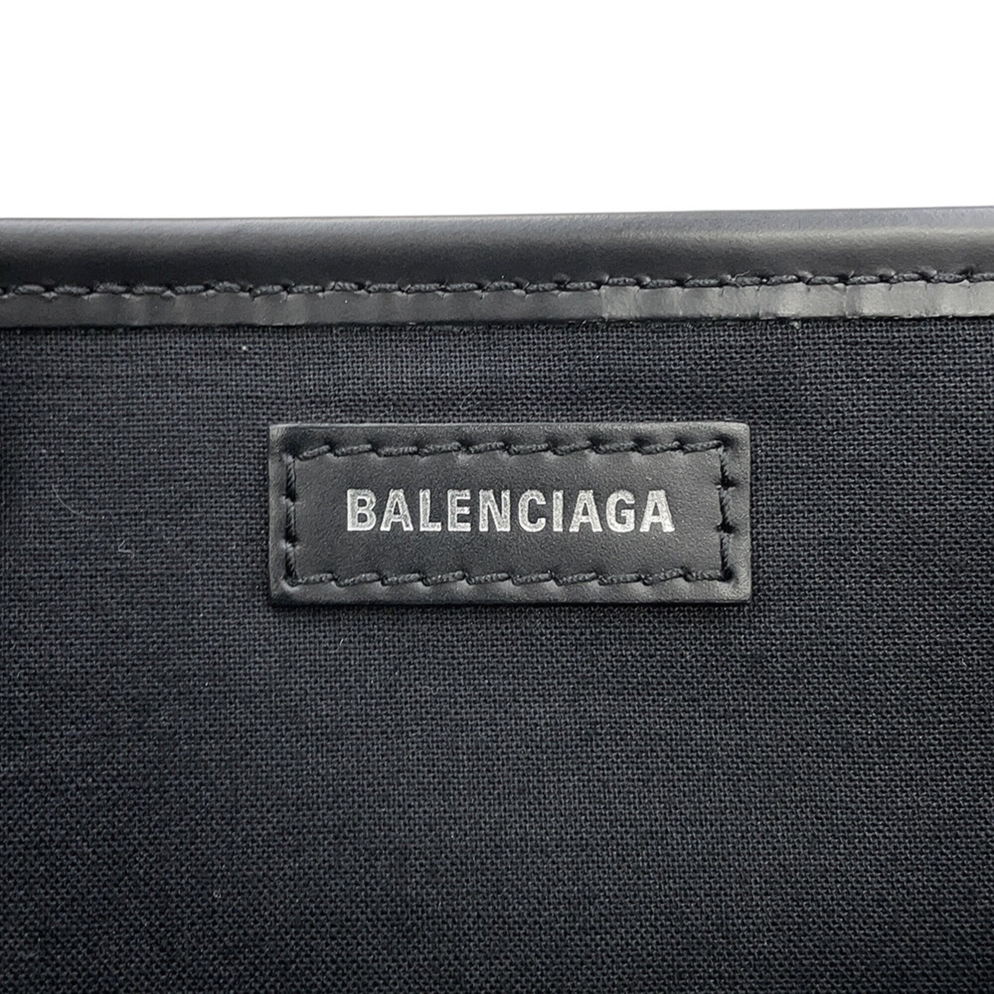 Balenciaga Black White Canvas Leather Handbag Pouch Tote Bag (Pre-Owned)
