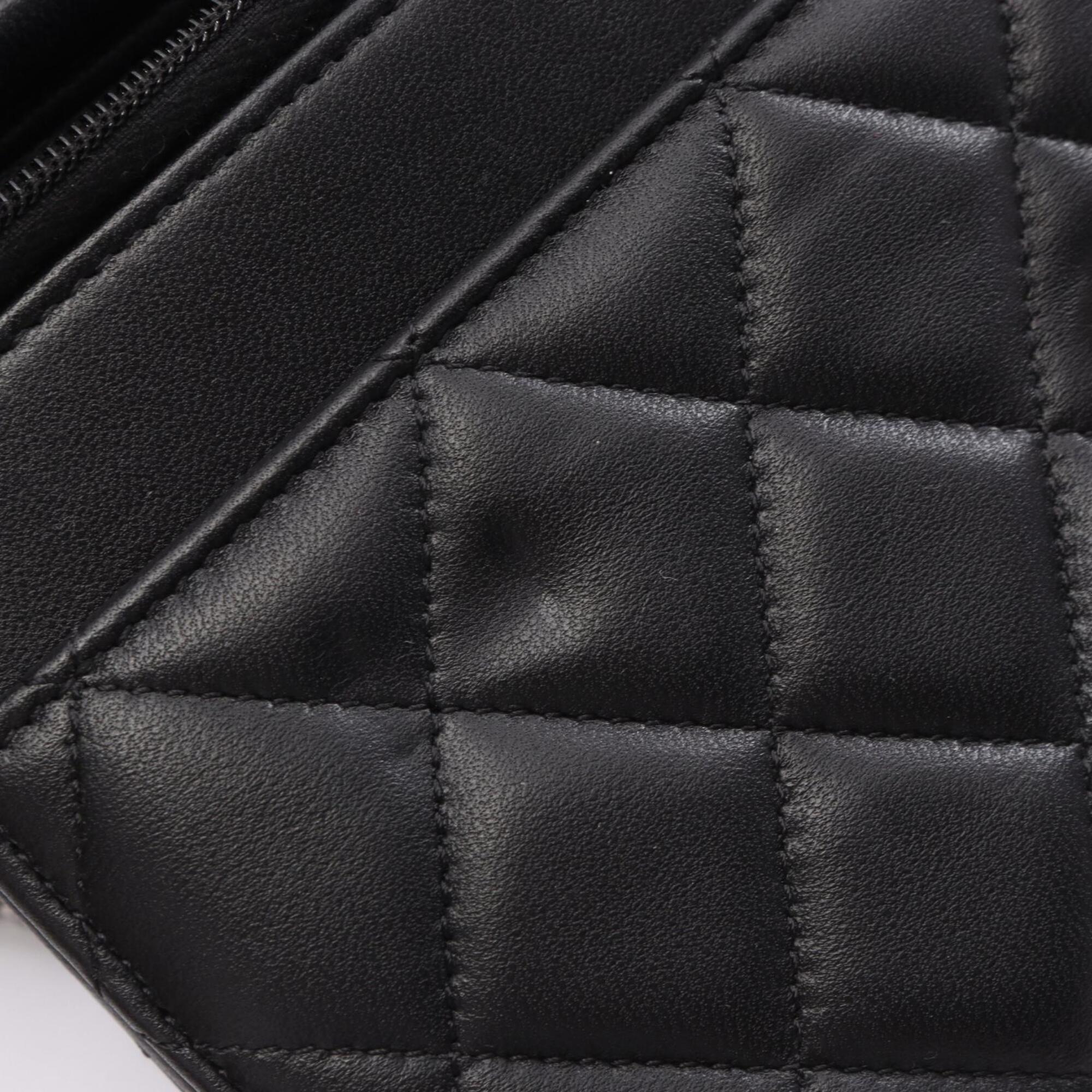 Chanel Matelasse Black Leather Handbag Shoulder Bag (Pre-Owned)