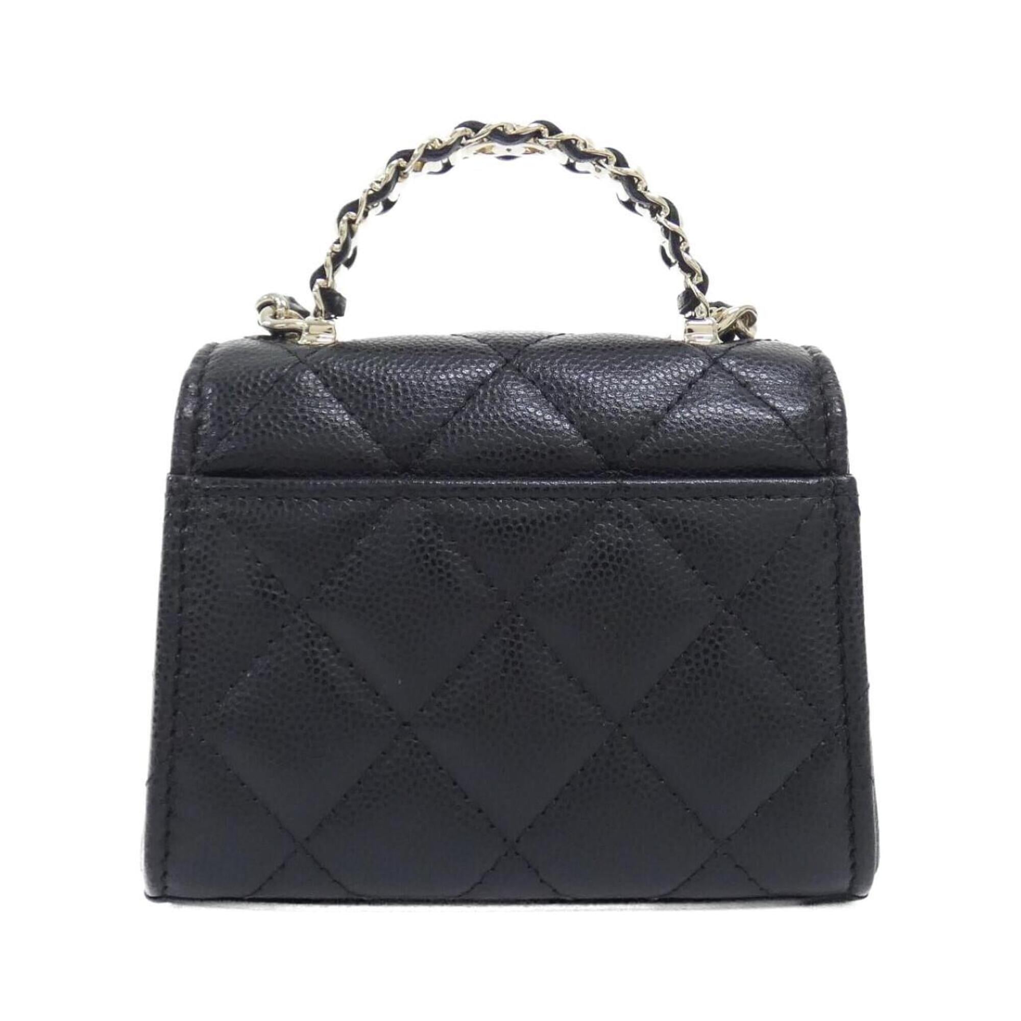 Chanel Black Grained Calfskin Handbag Shoulder Bag (Pre-Owned)
