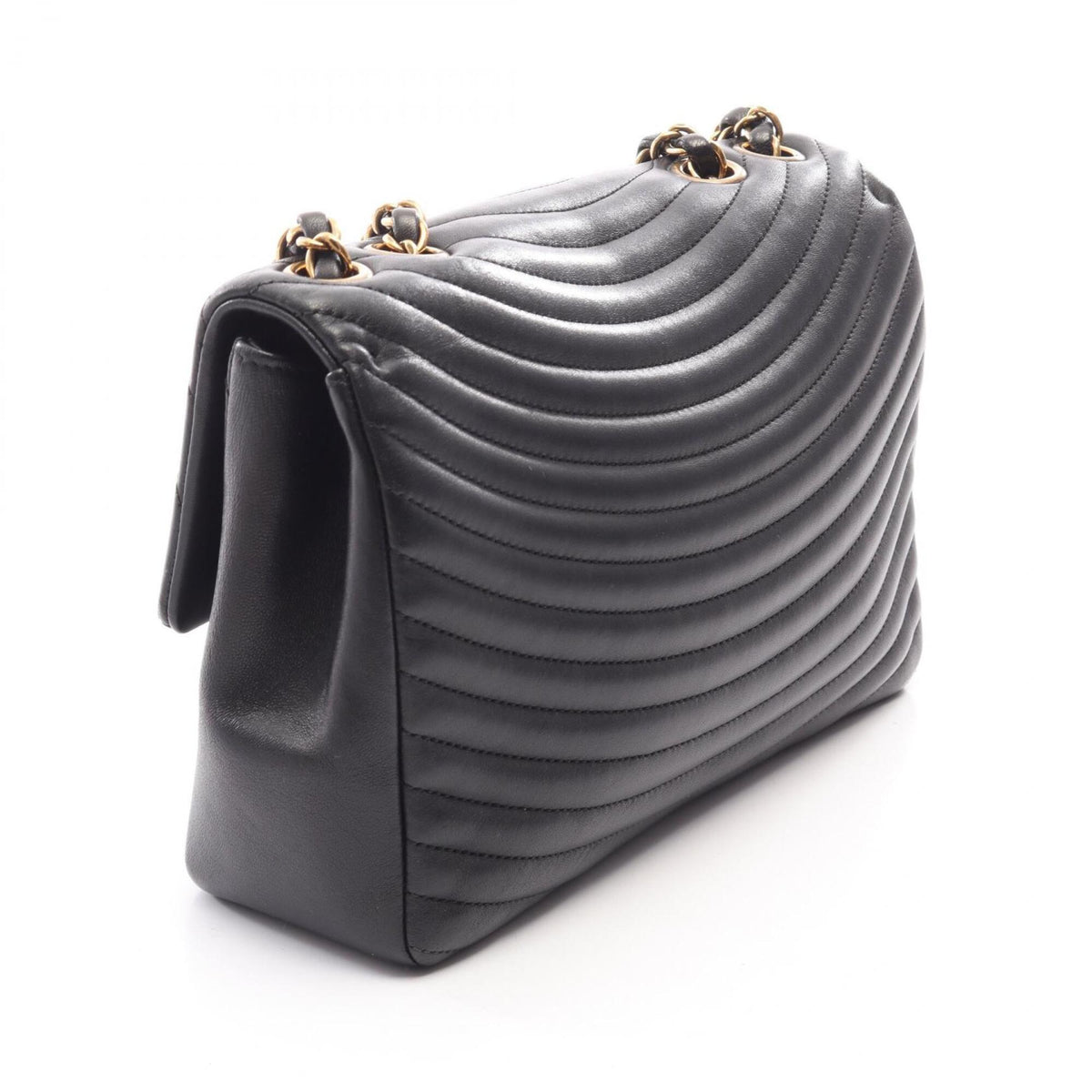 Chanel Black Leather Handbag Shoulder Bag (Pre-Owned)
