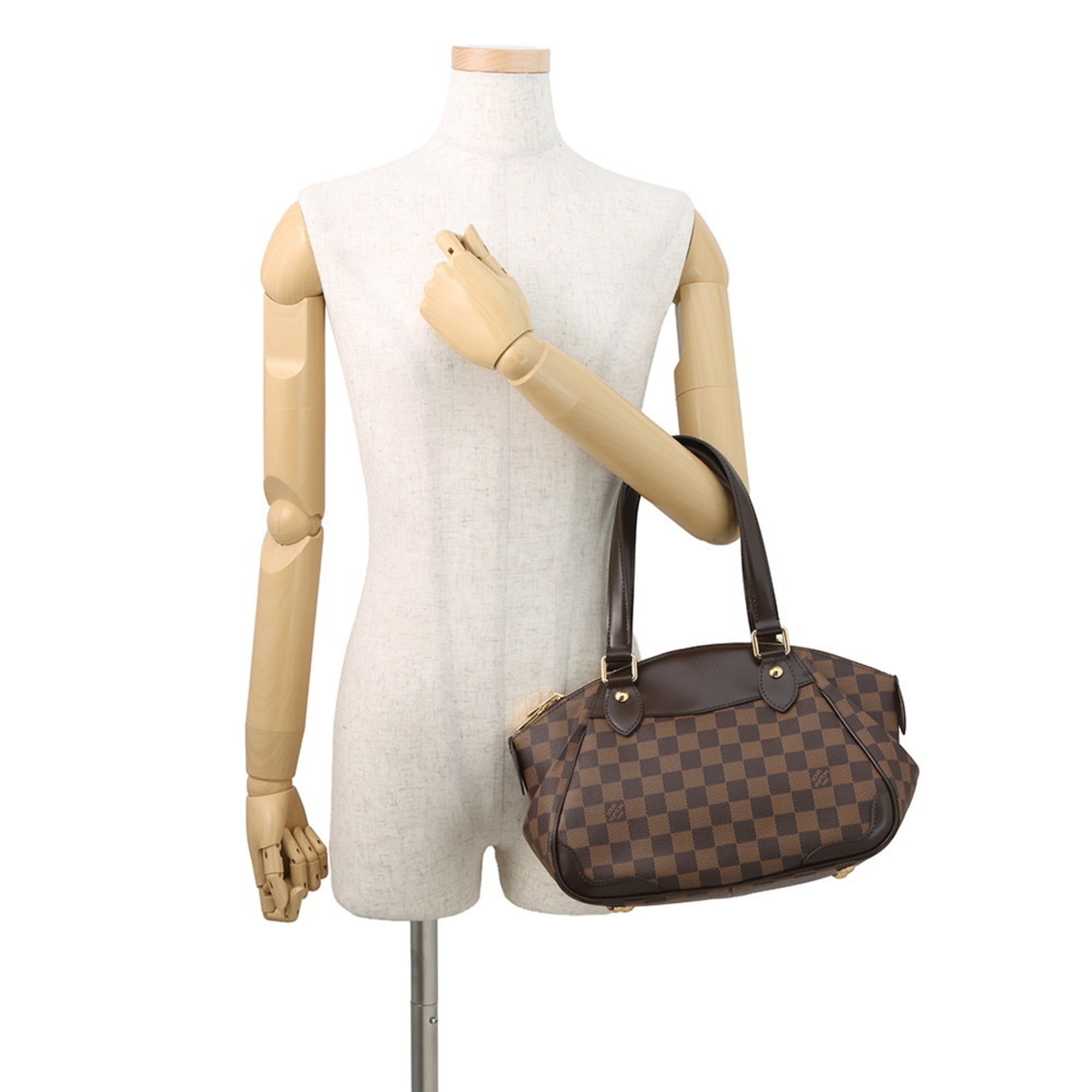 Louis Vuitton Damier Canvas Ebene Monogram Red Color Monogram Handbag (Pre-Owned)