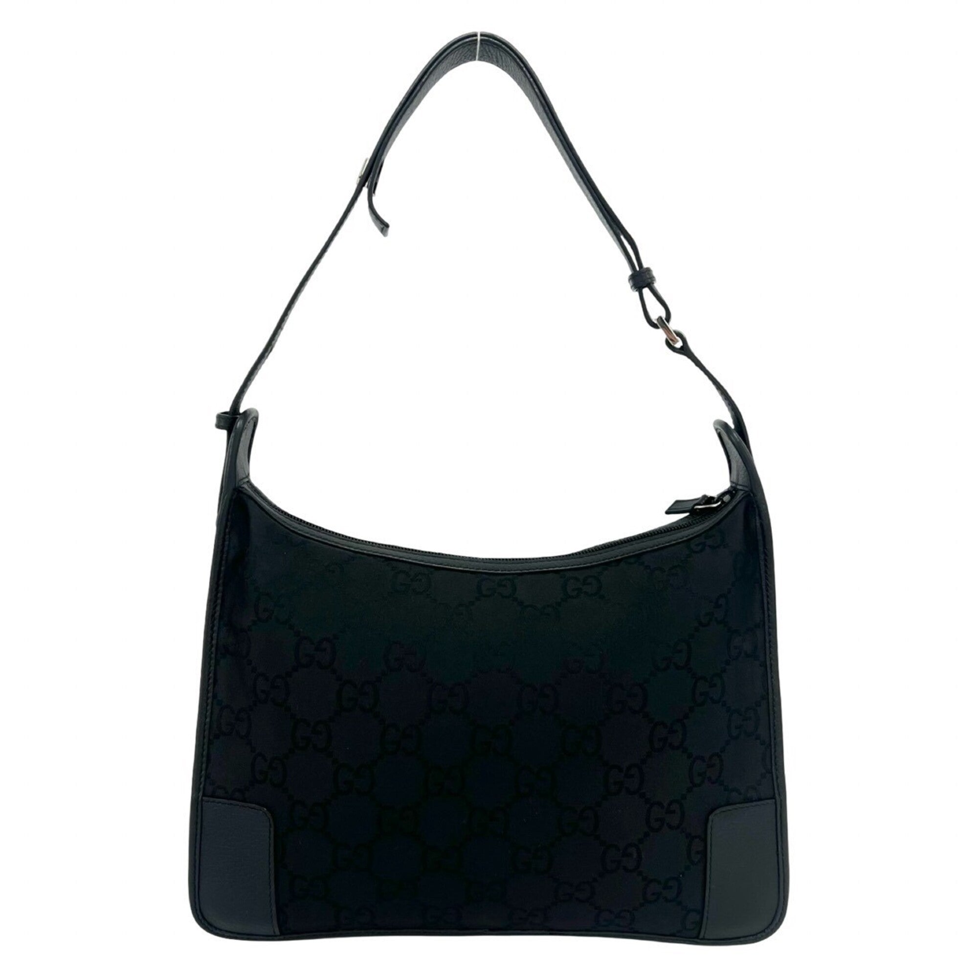 Gucci Black Canvas Leather Handbag Shoulder Bag Tote Bag (Pre-Owned)