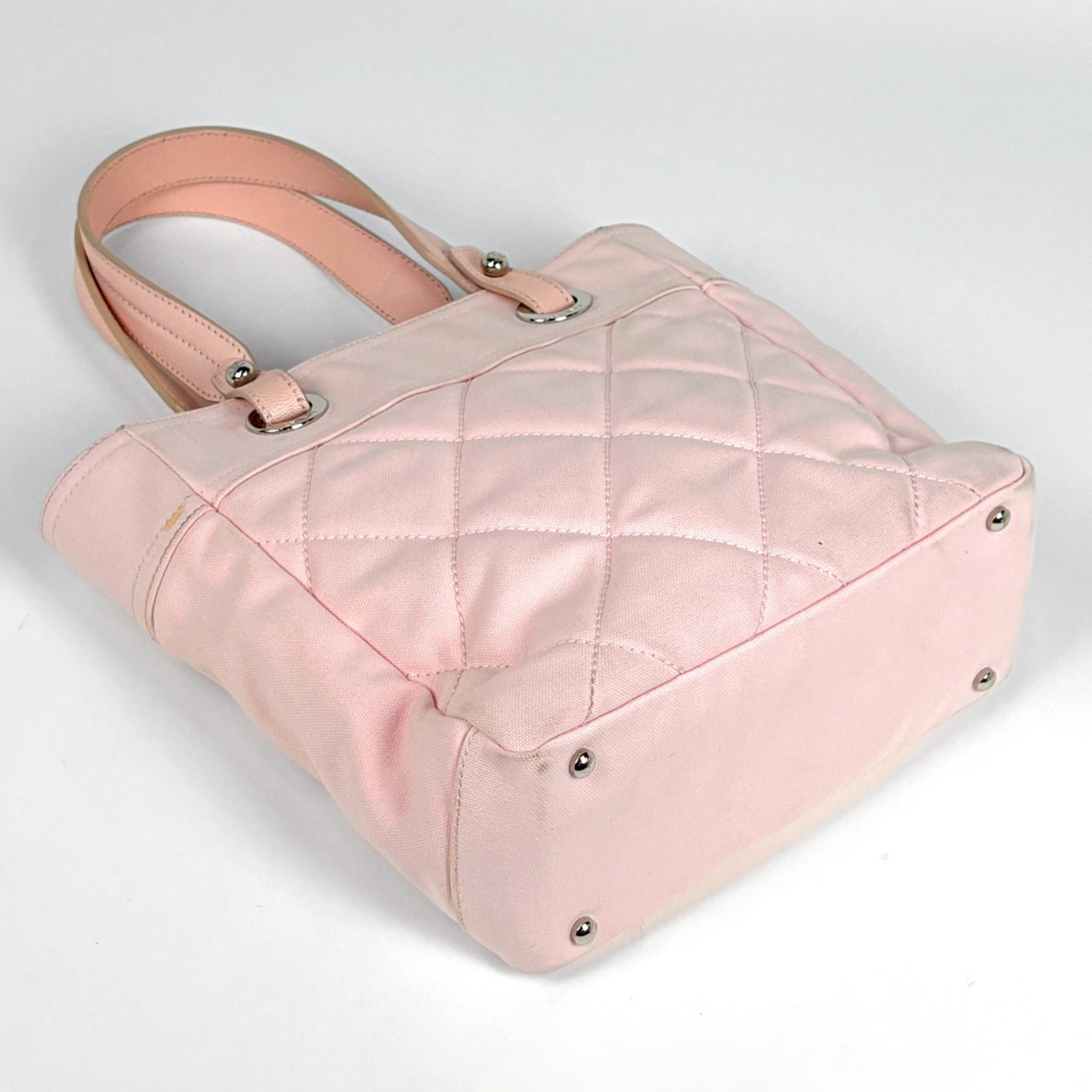Chanel Pink Canvas Leather Tote Bag (Pre-Owned)