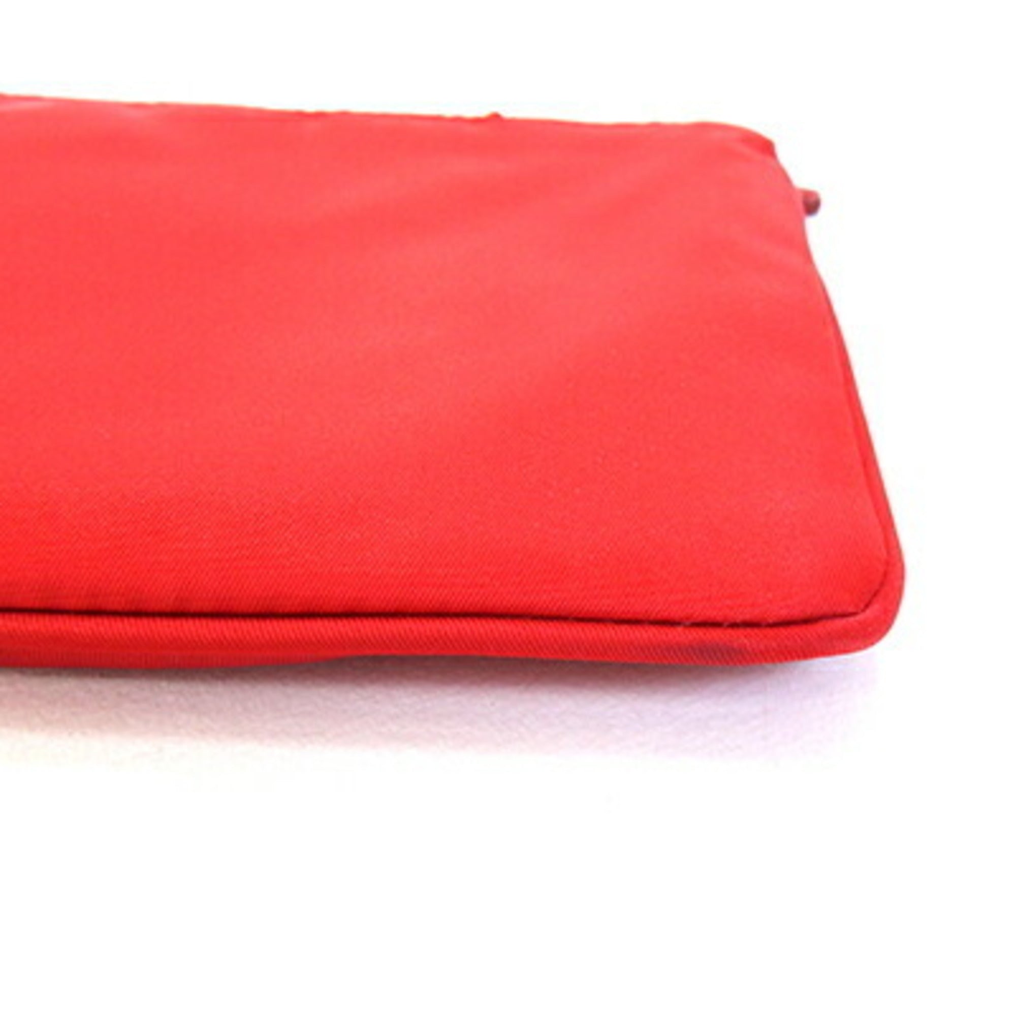 Prada Red Color Nylon Leather Clutch Bag Pouch (Pre-Owned)