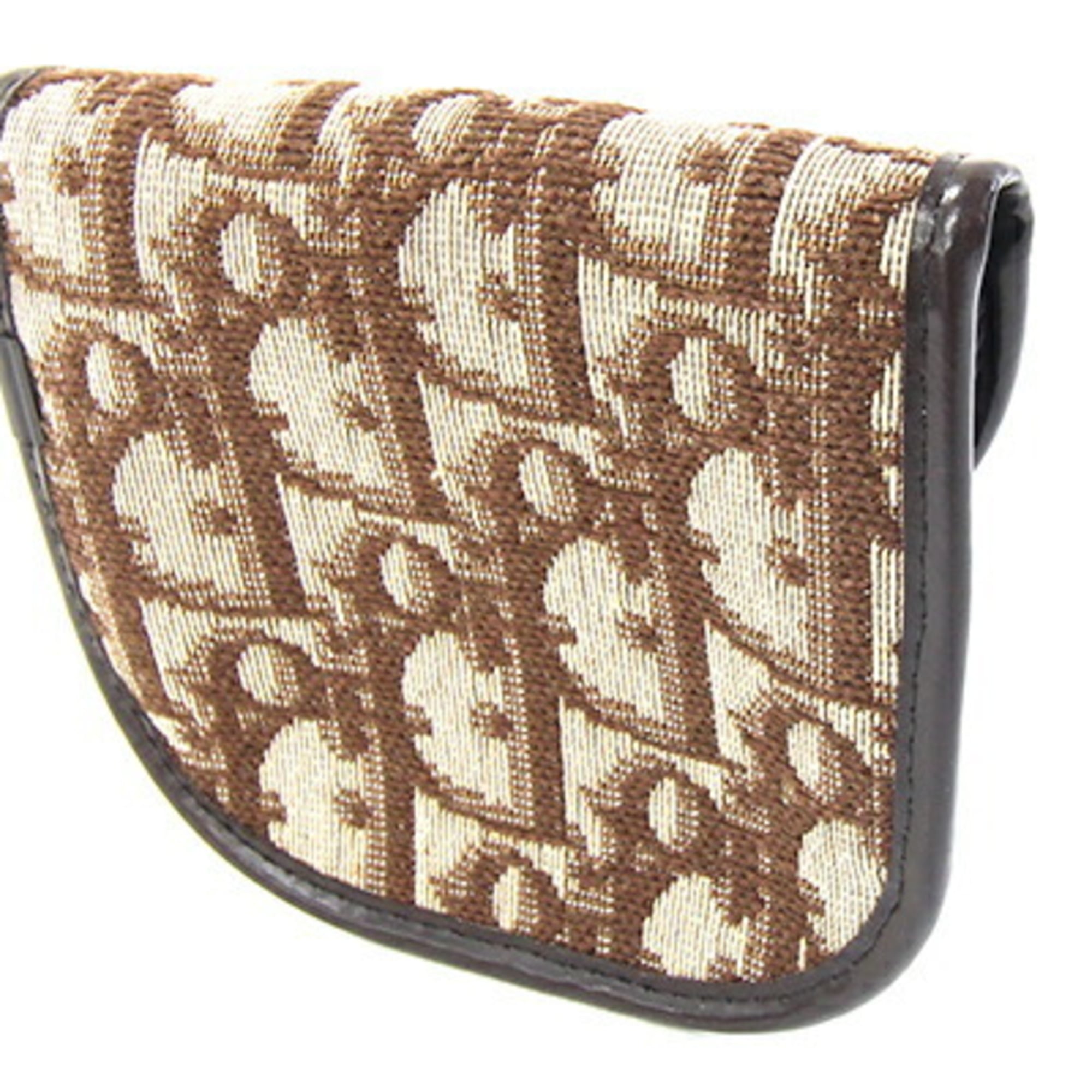 Christian Dior Trotter Brown Canvas Leather Coin Purse/Coin Case (Pre-Owned)