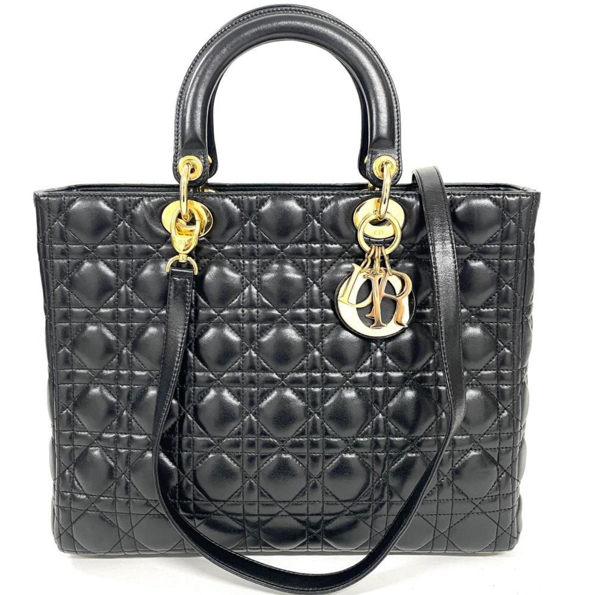 Christian Dior Lady Dior Black Leather Handbag (Pre-Owned)