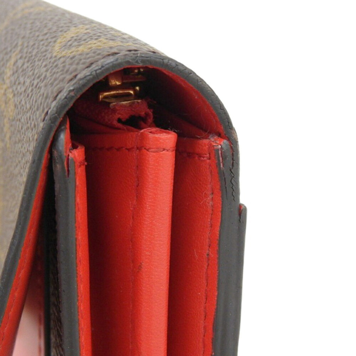 Louis Vuitton Brown Coquelicots Red Color Pvc Leather Long Wallet (Tri-Fold) (Pre-Owned)