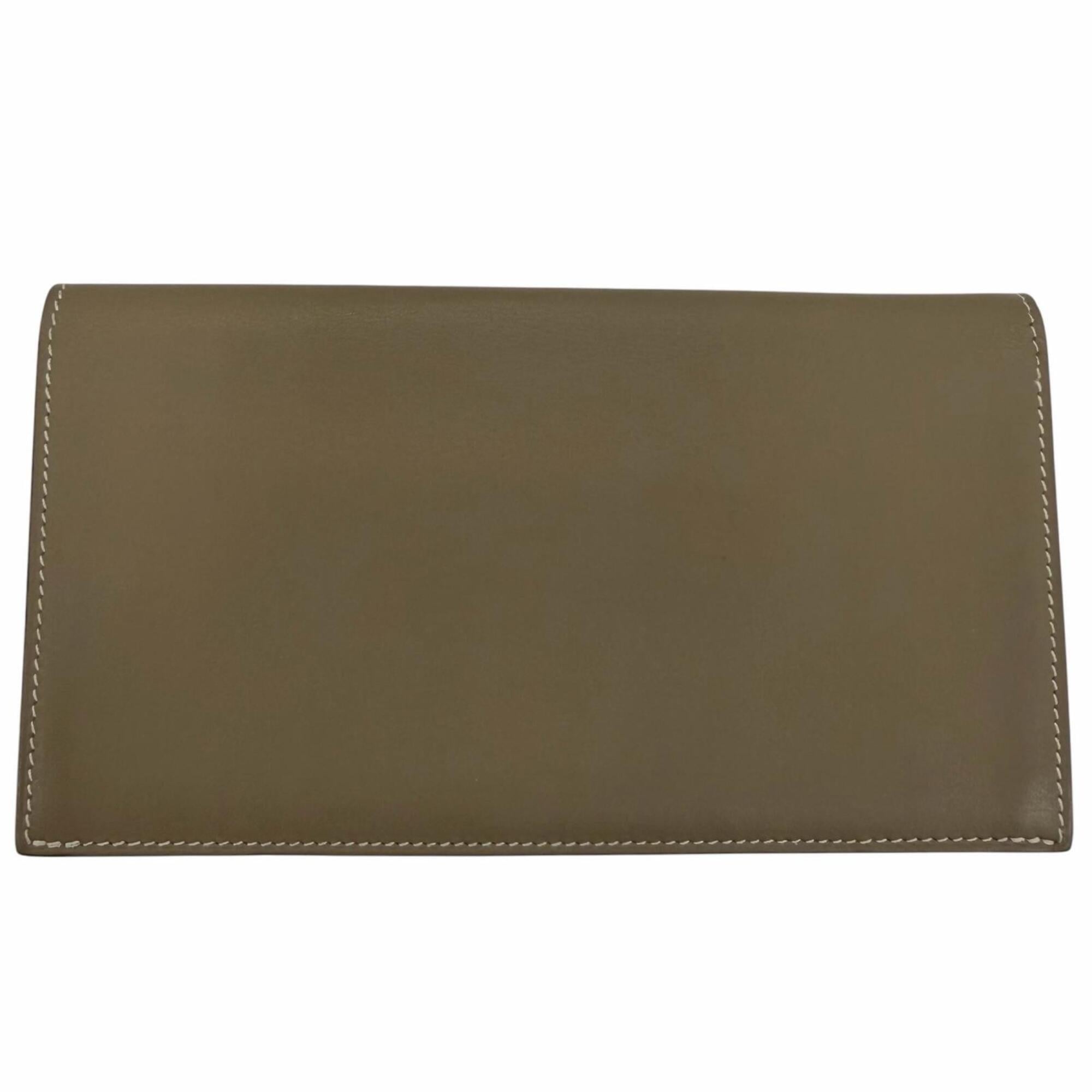 Hermes Etoupe Gray Leather Long Wallet (Bi-Fold) (Pre-Owned)