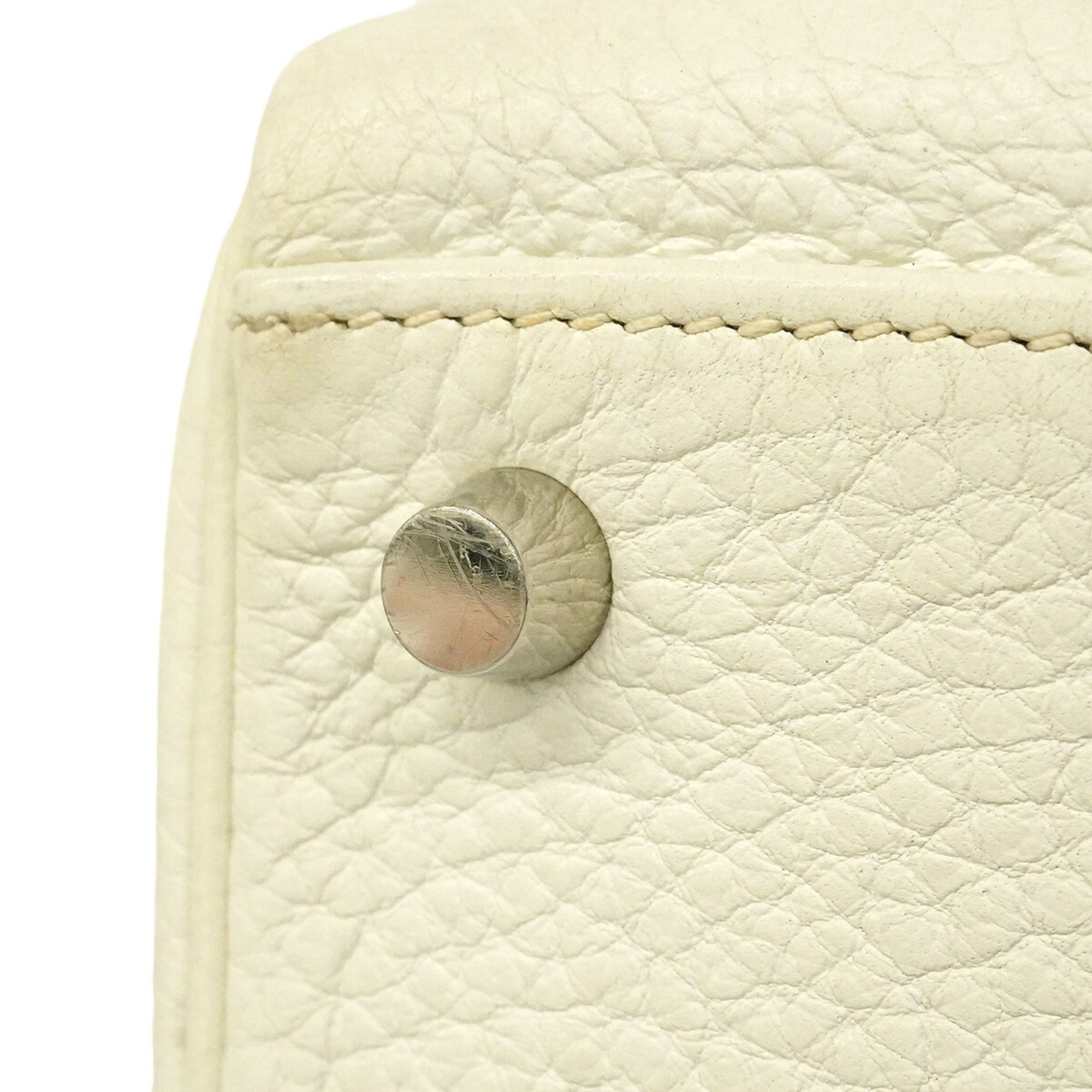 Hermes White Taurillon Clemence Leather Handbag (Pre-Owned)