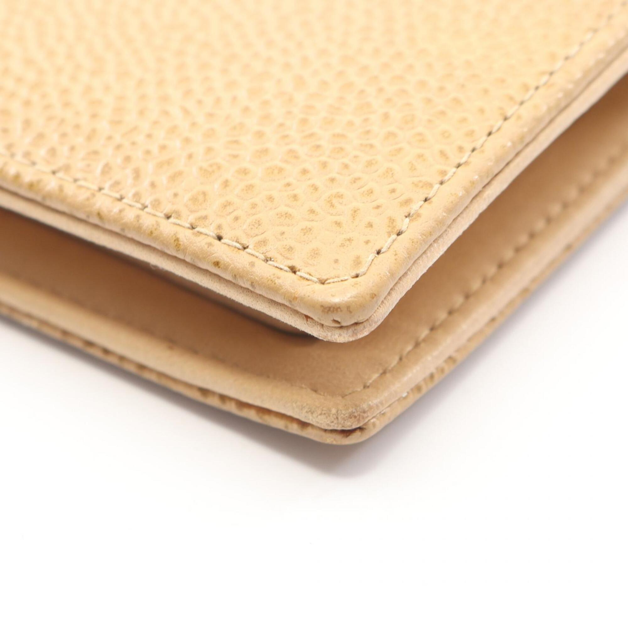 Chanel Beige Grained Calfskin Long Wallet (Bi-Fold) (Pre-Owned)