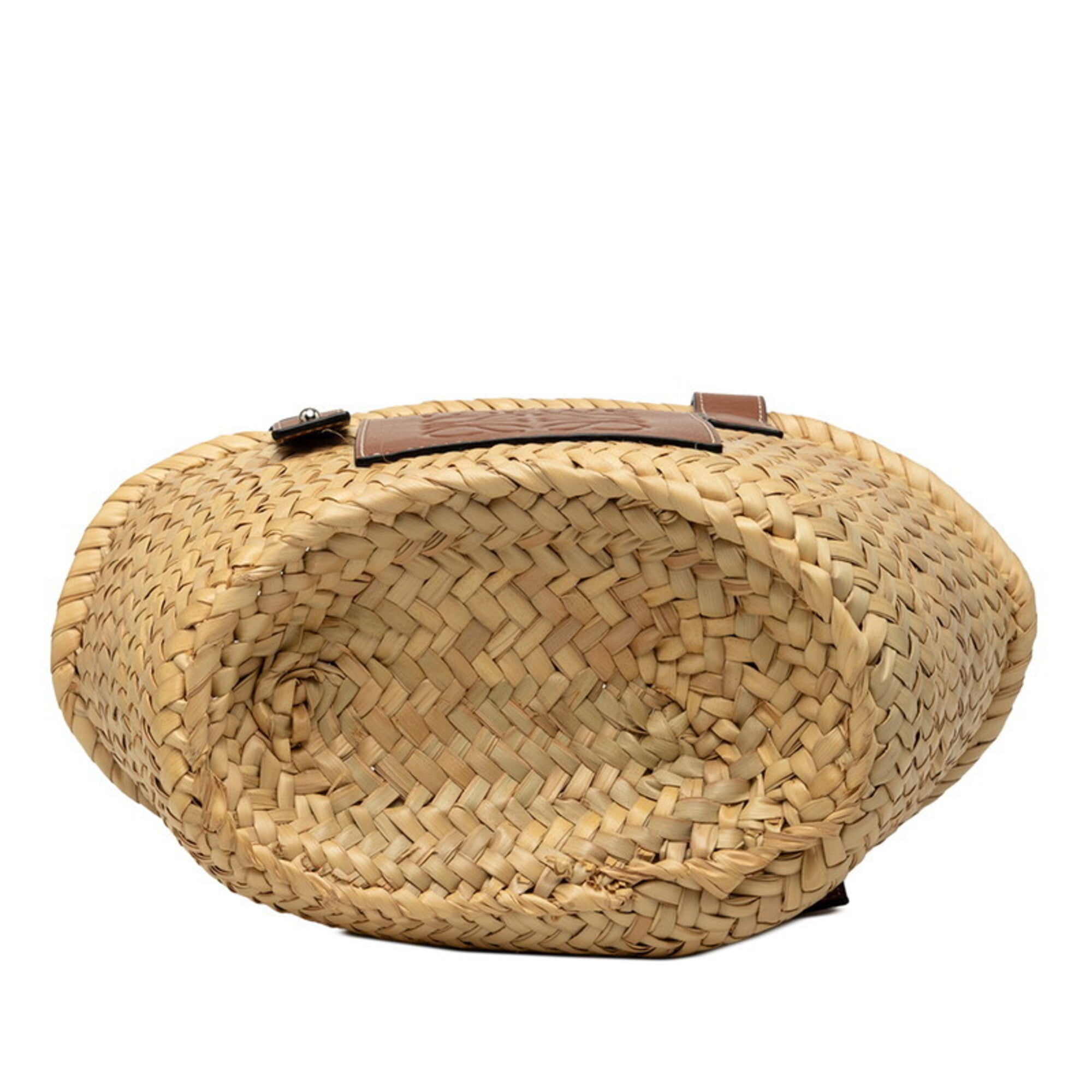 Loewe Brown Raffia Leather Basket Handbag (Pre-Owned)