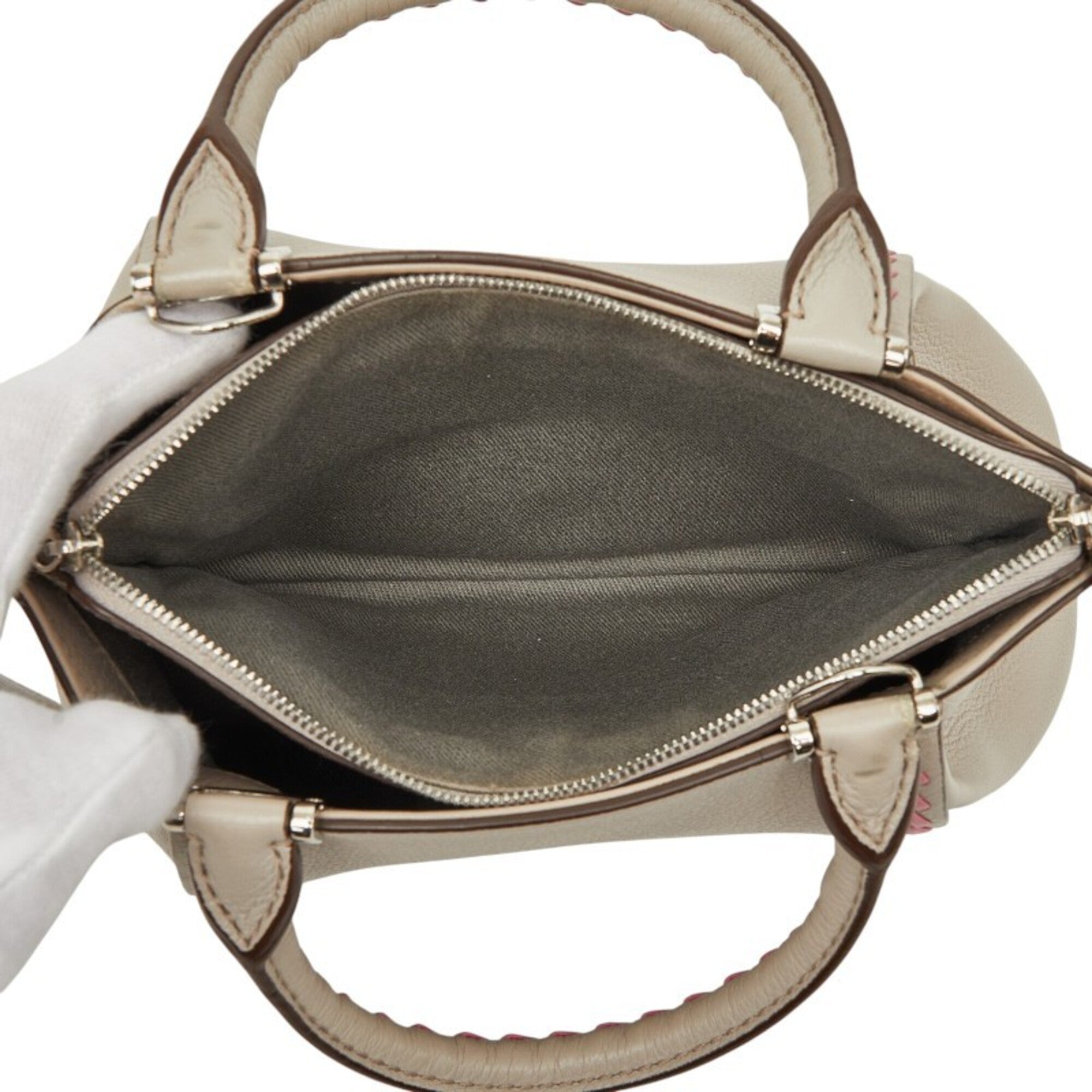 Cartier Gray Pink Leather Handbag Shoulder Bag (Pre-Owned)
