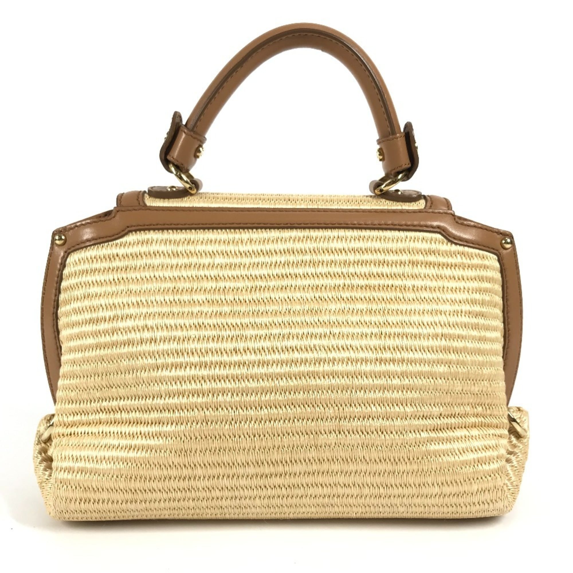 Salvatore Ferragamo Beige Straw Leather Handbag Shoulder Bag (Pre-Owned)