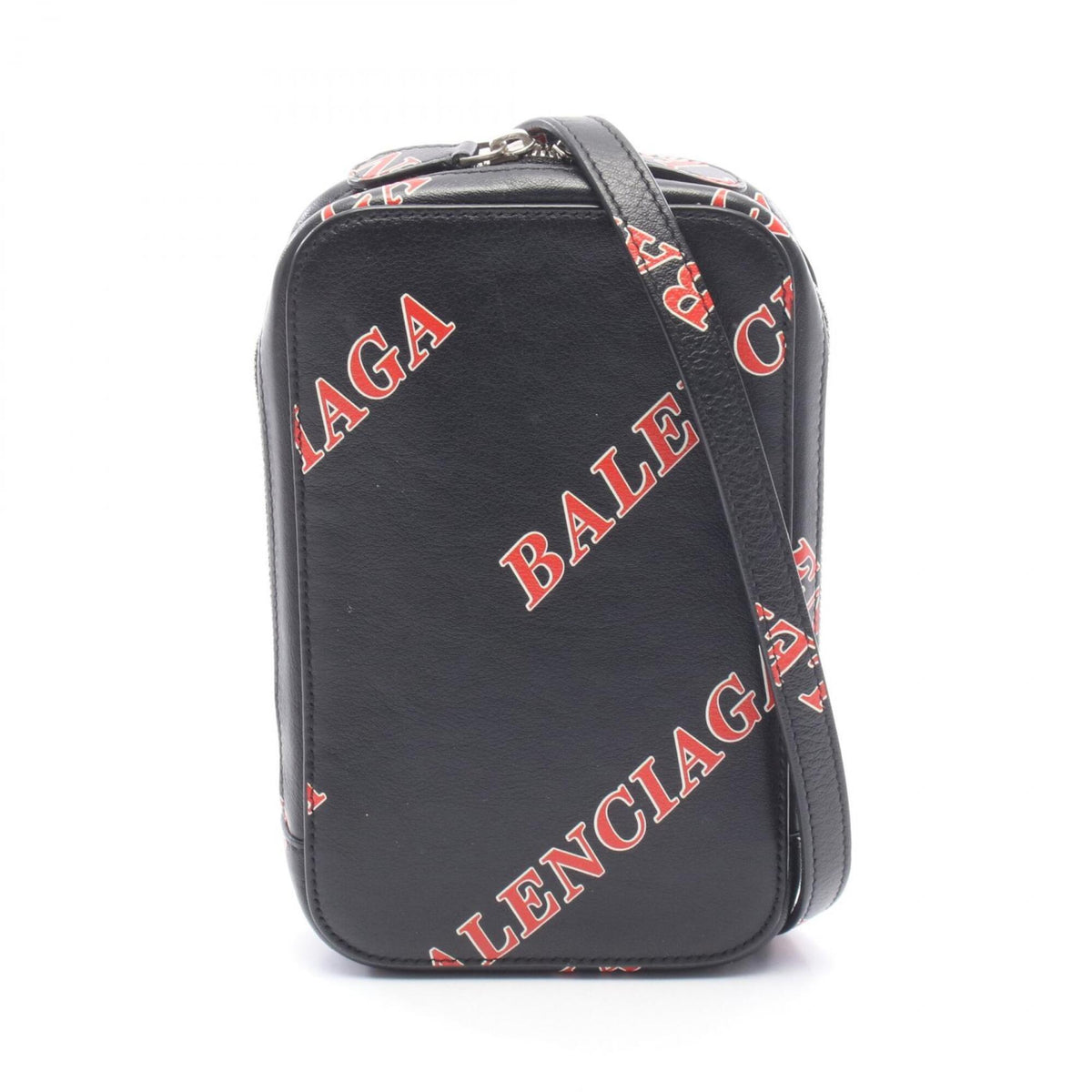Balenciaga Black Red Color White Leather Handbag Shoulder Bag (Pre-Owned)