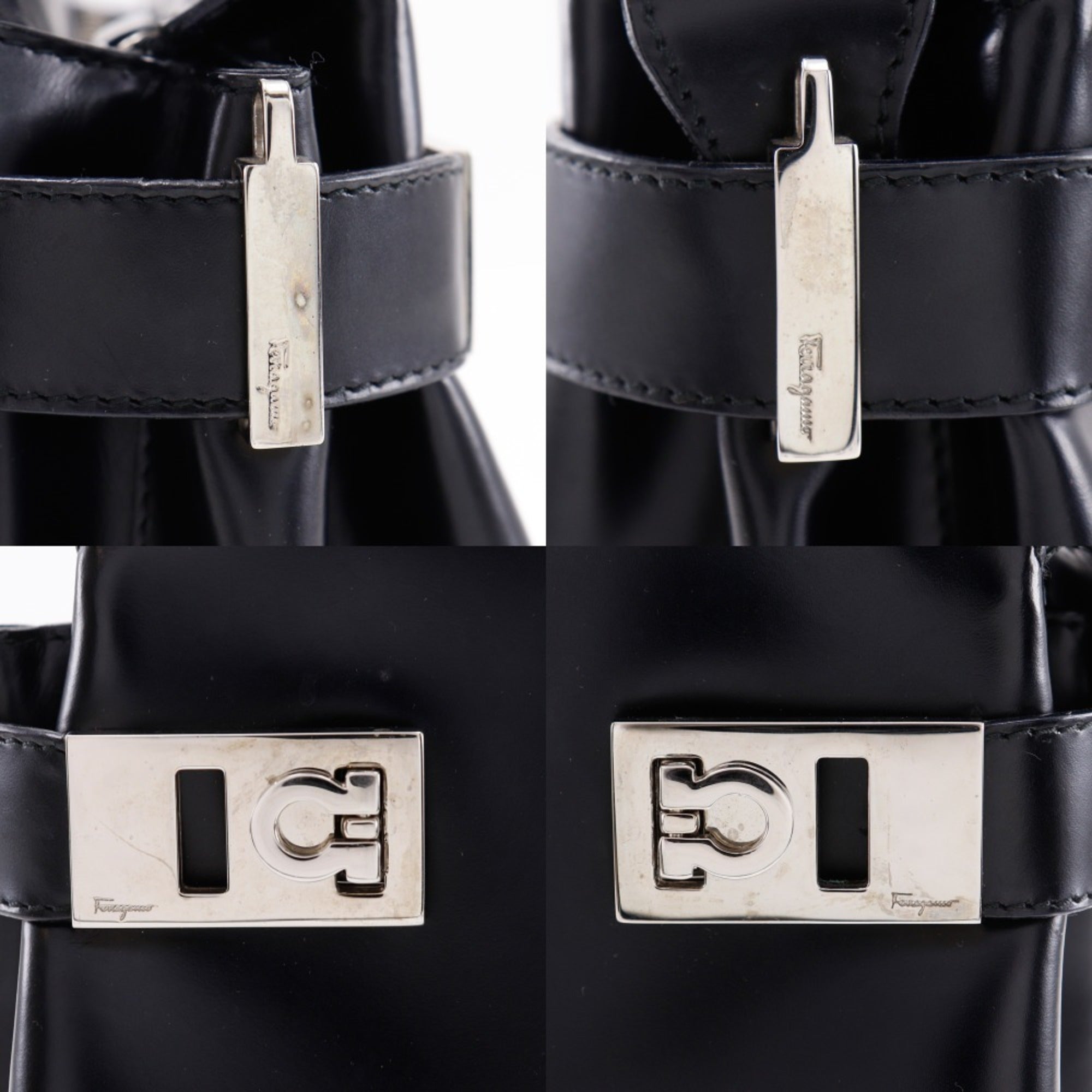 Salvatore Ferragamo Black Leather Handbag (Pre-Owned)