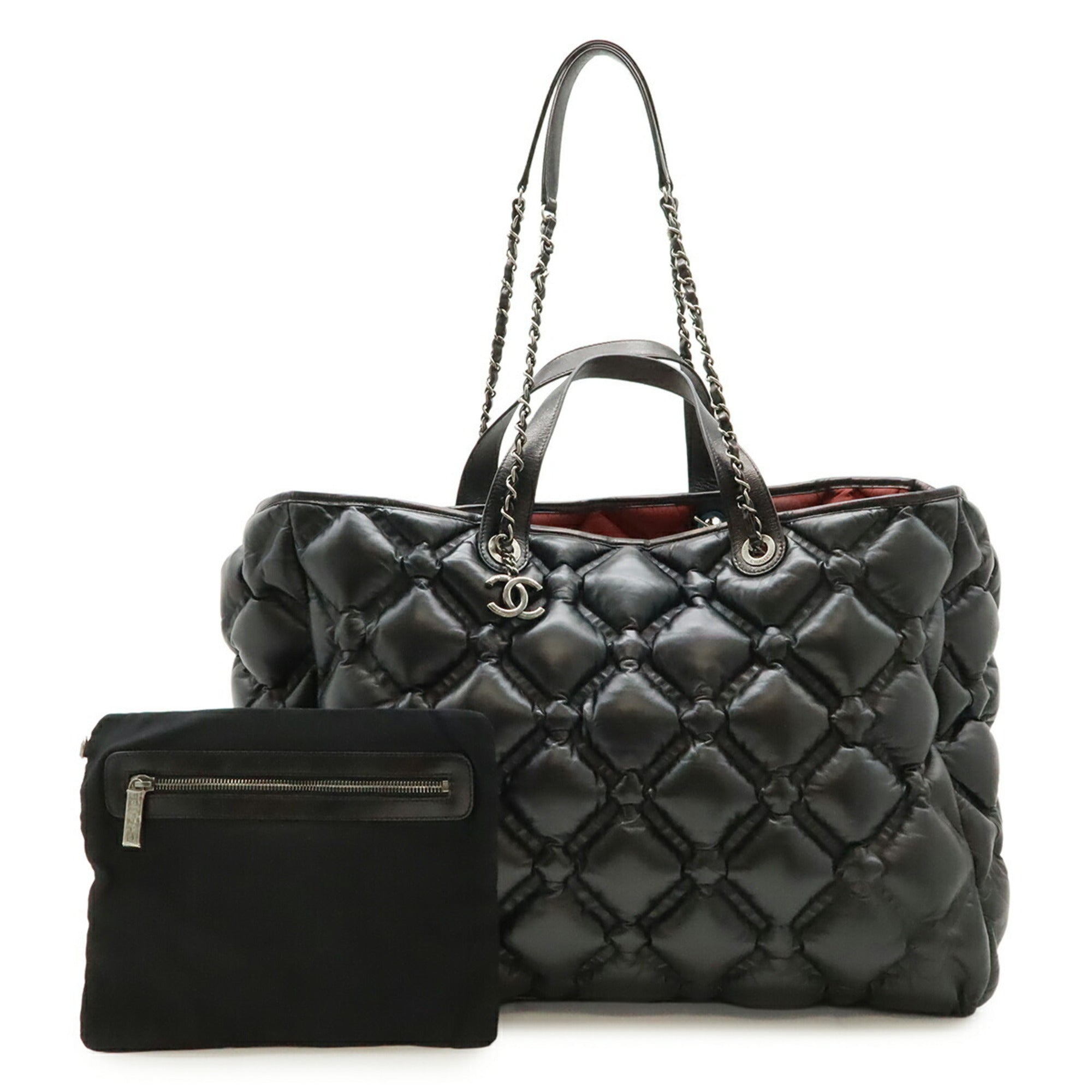 Chanel Black Leather Handbag Pouch Tote Bag (Pre-Owned)