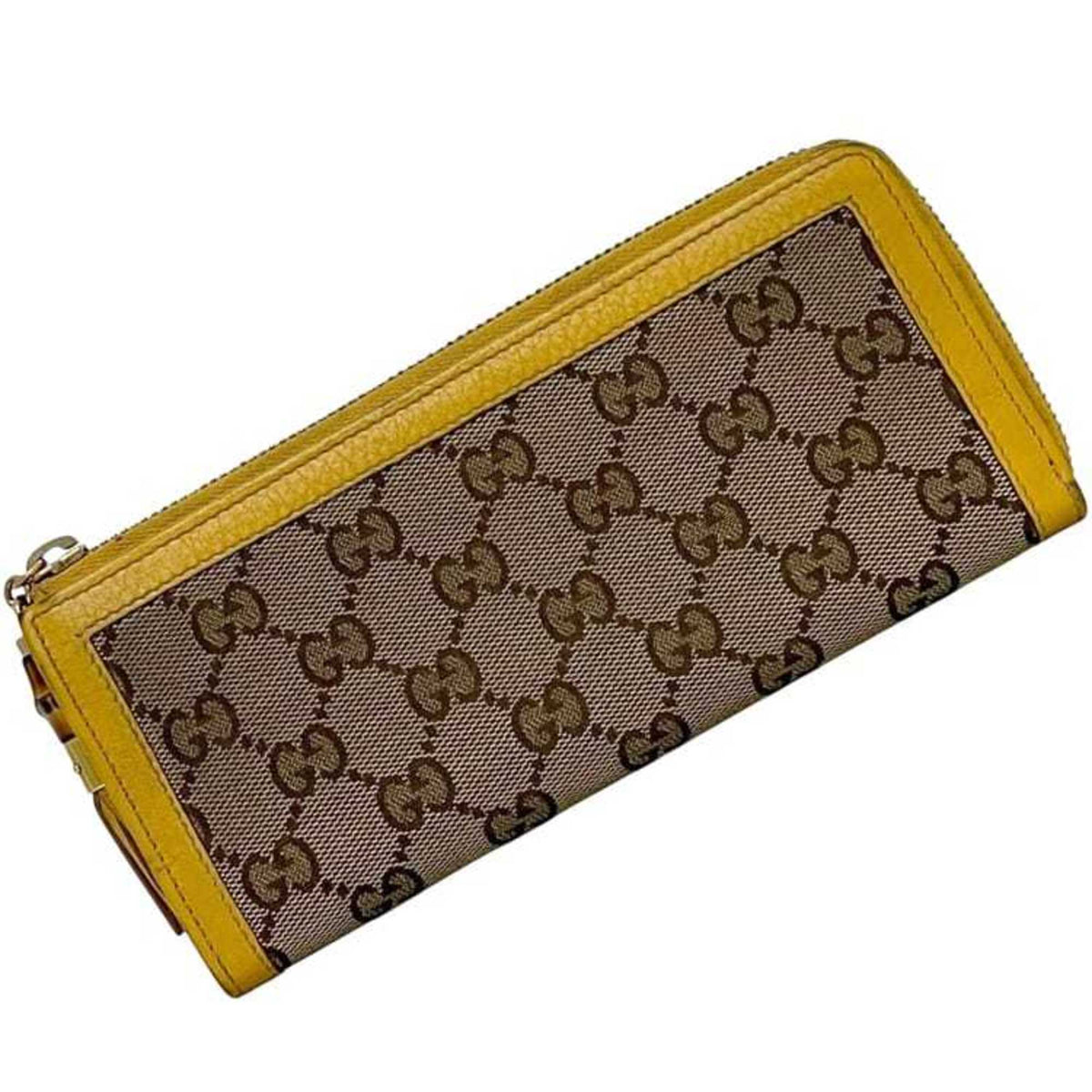 Gucci Bamboo Beige Yellow Gg Canvas Bamboo Long Wallet (Bi-Fold) (Pre-Owned)