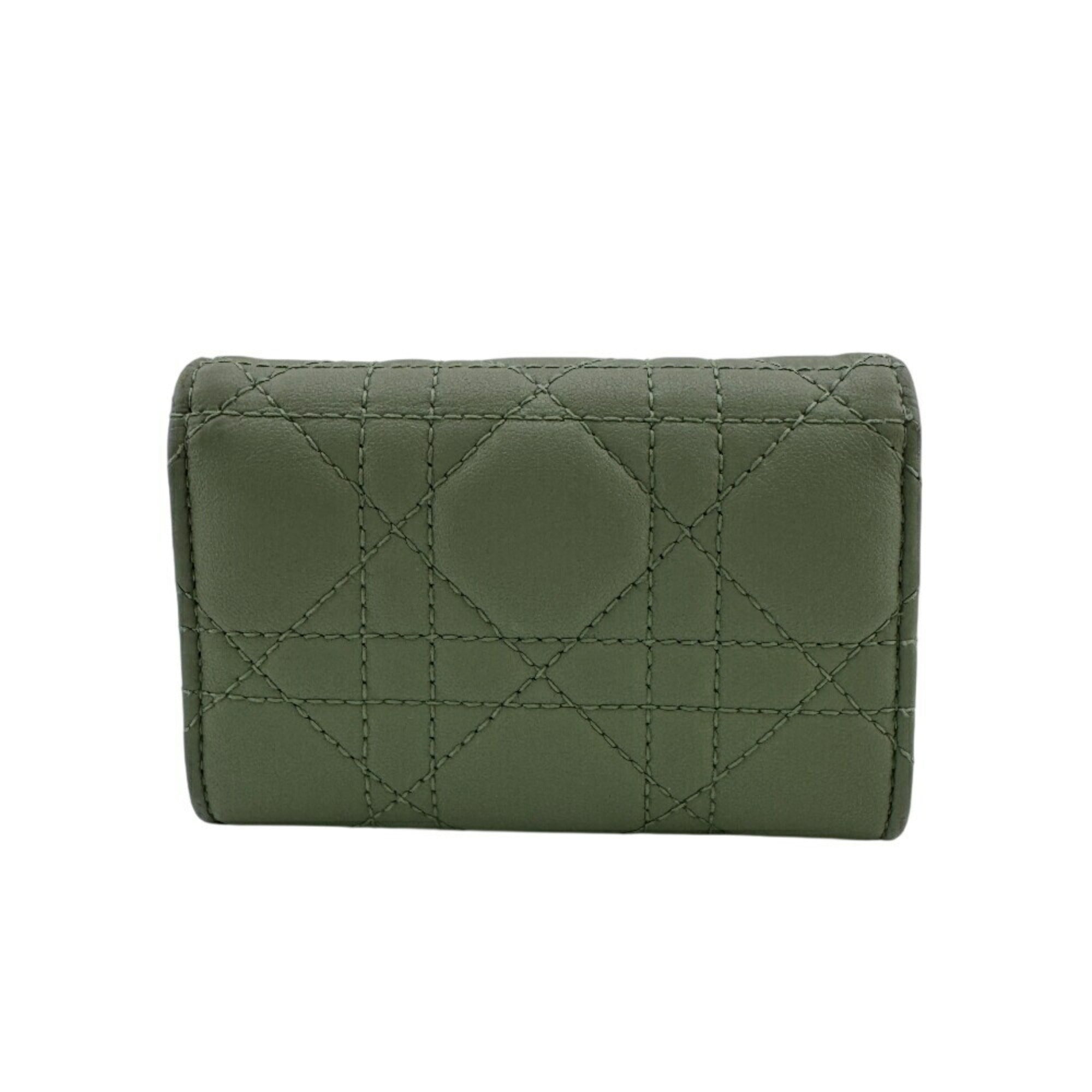 Christian Dior Green Leather Wallet (Bi-Fold) (Pre-Owned)