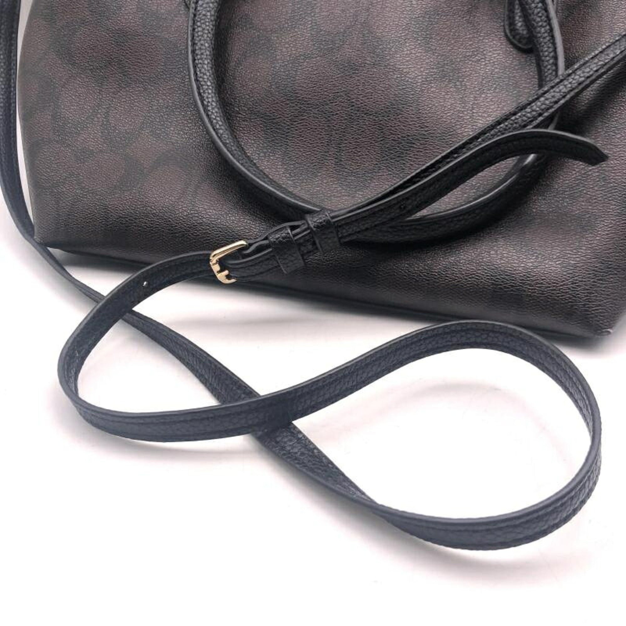 Coach Signature Black Brown Signature Line Handbag (Pre-Owned)