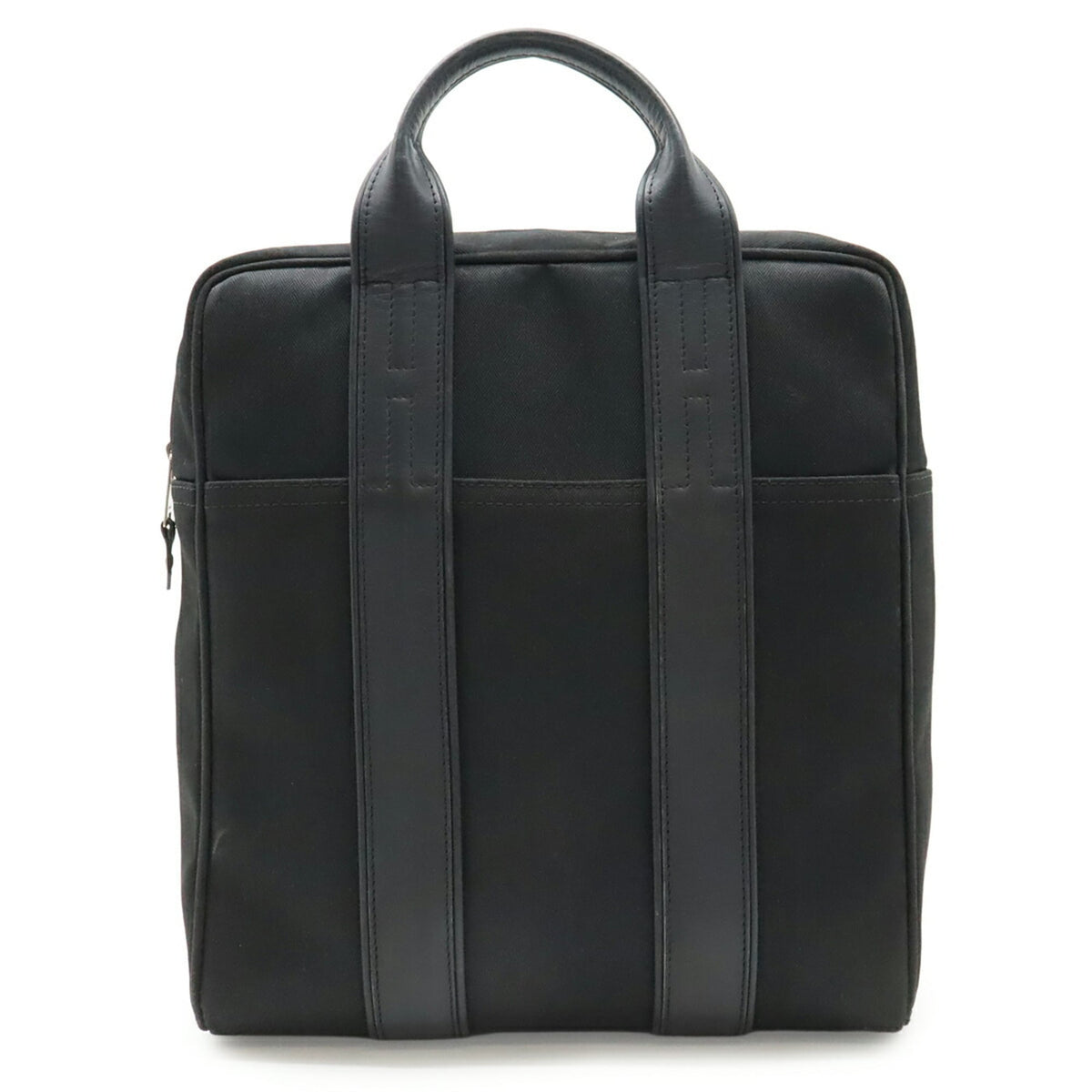 Hermes Acapulco Black Toile Chevron Leather Backpack Tote Bag (Pre-Owned)