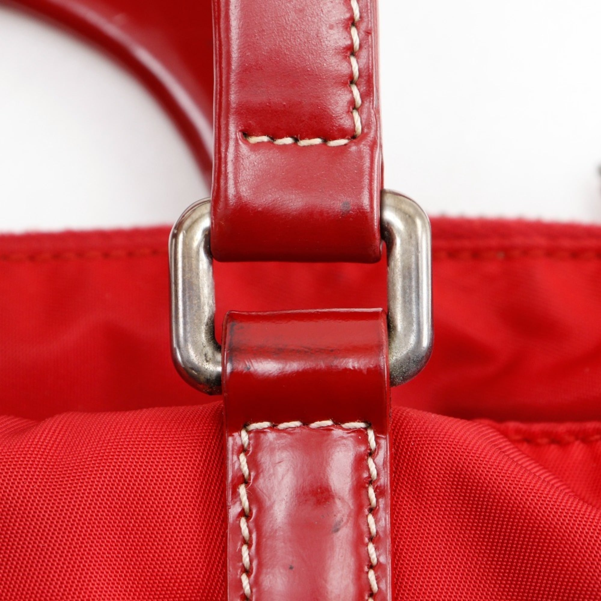 Prada Red Color Nylon Handbag (Pre-Owned)