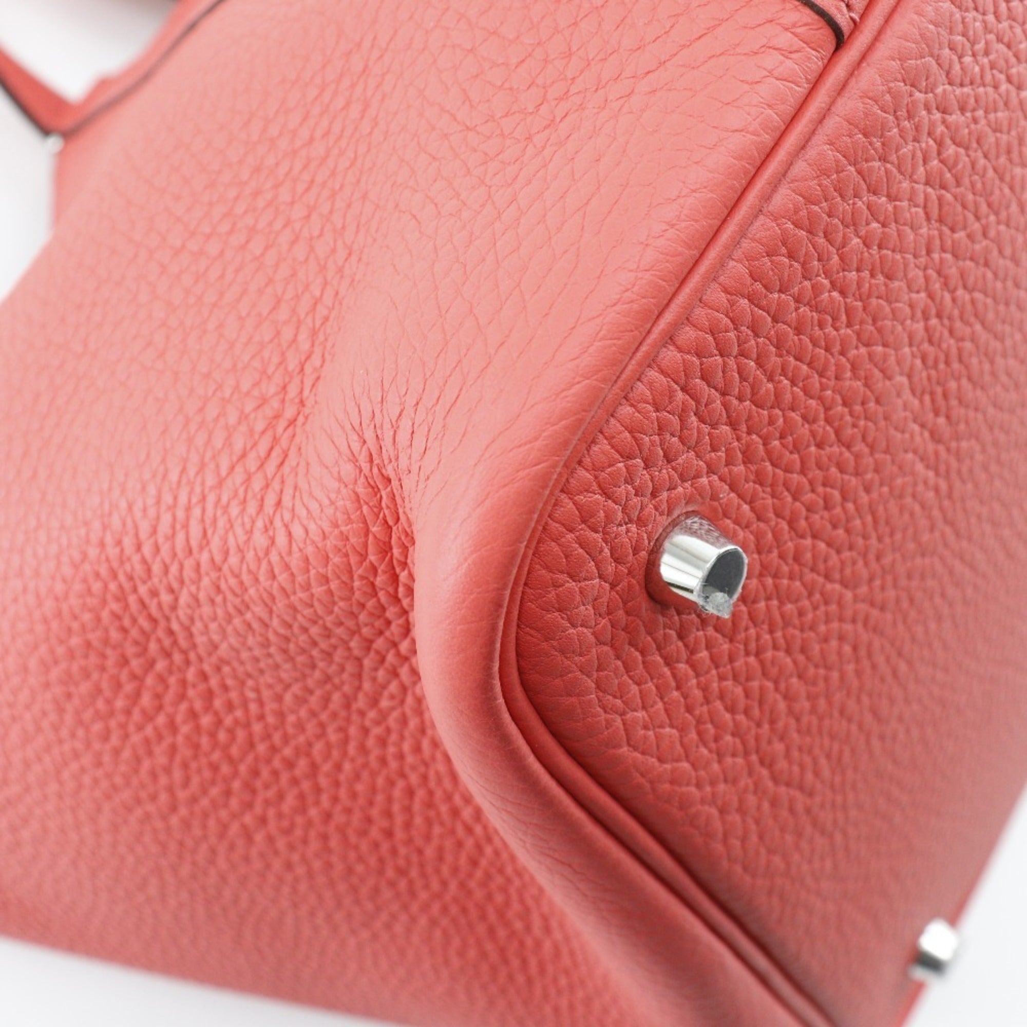 Hermes Red Color Taurillon Clemence Leather Handbag (Pre-Owned)