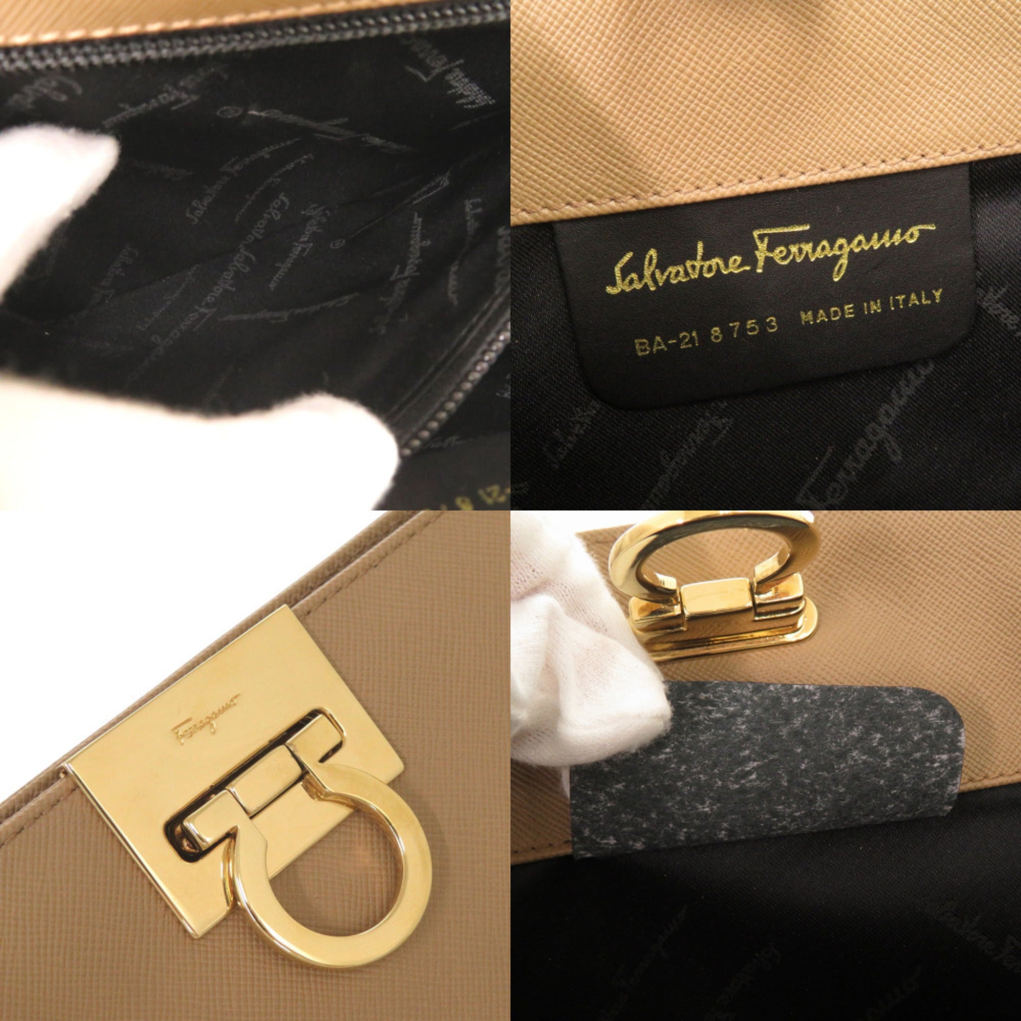Salvatore Ferragamo Beige Leather Shoulder Bag (Pre-Owned)