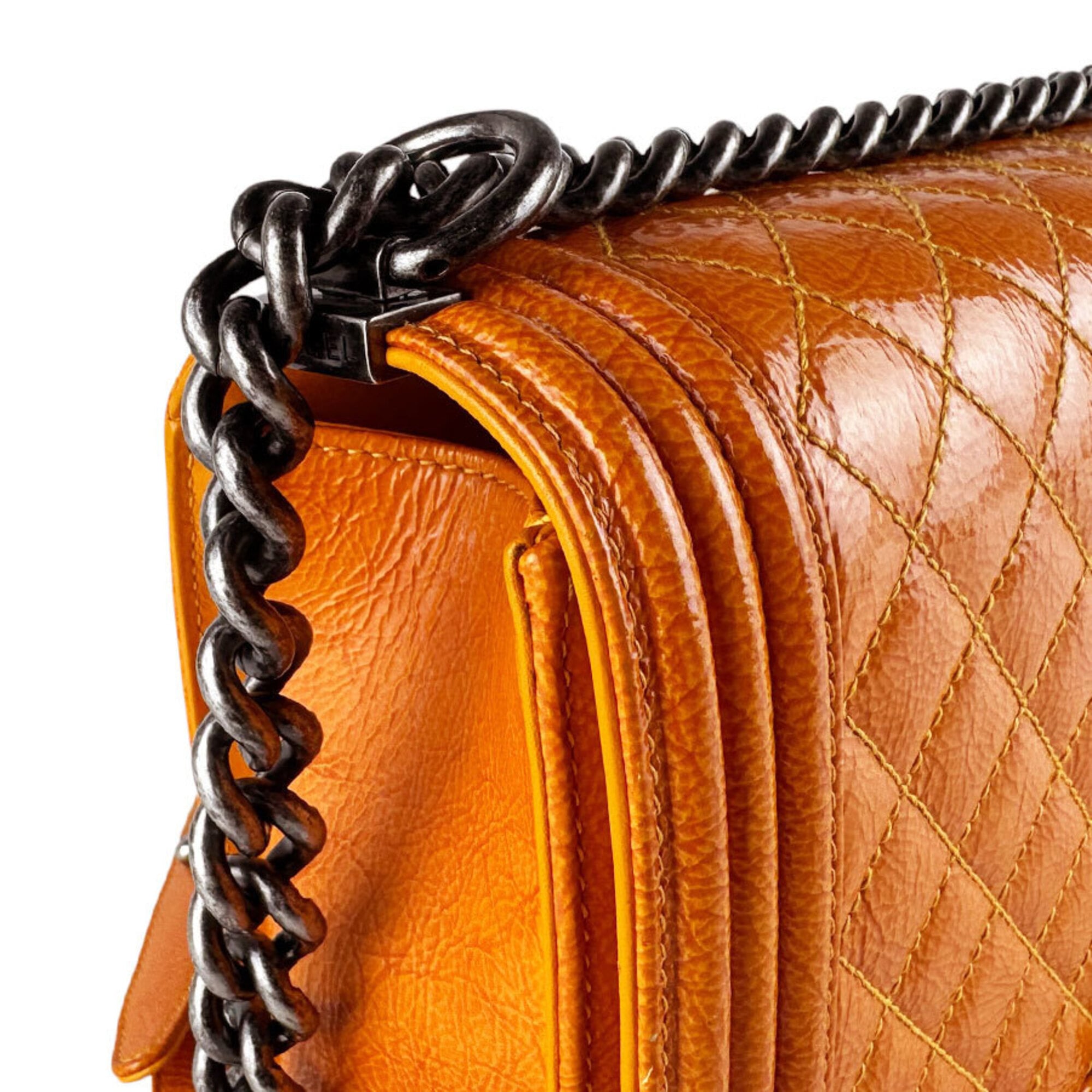 Chanel Orange Leather Shoulder Bag (Pre-Owned)