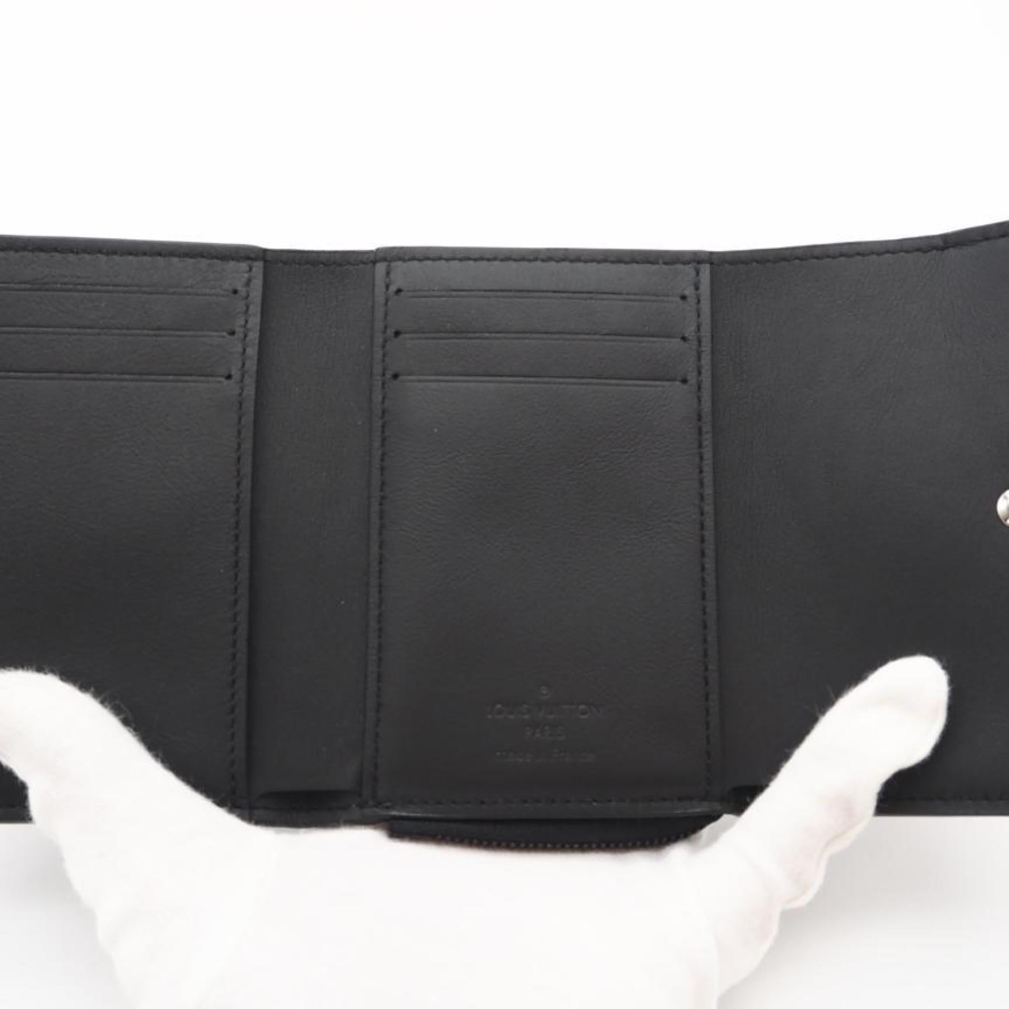 Louis Vuitton Black Leather Wallet (Tri-Fold) (Pre-Owned)