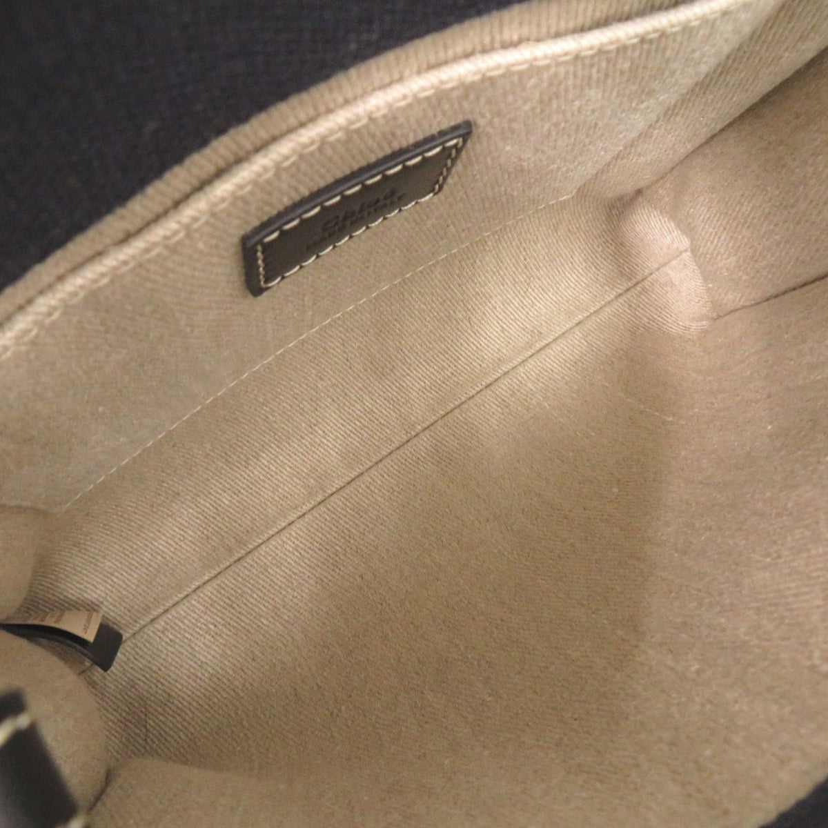 Chloé Black Navy Leather Linen Canvas Handbag Shoulder Bag Tote Bag (Pre-Owned)