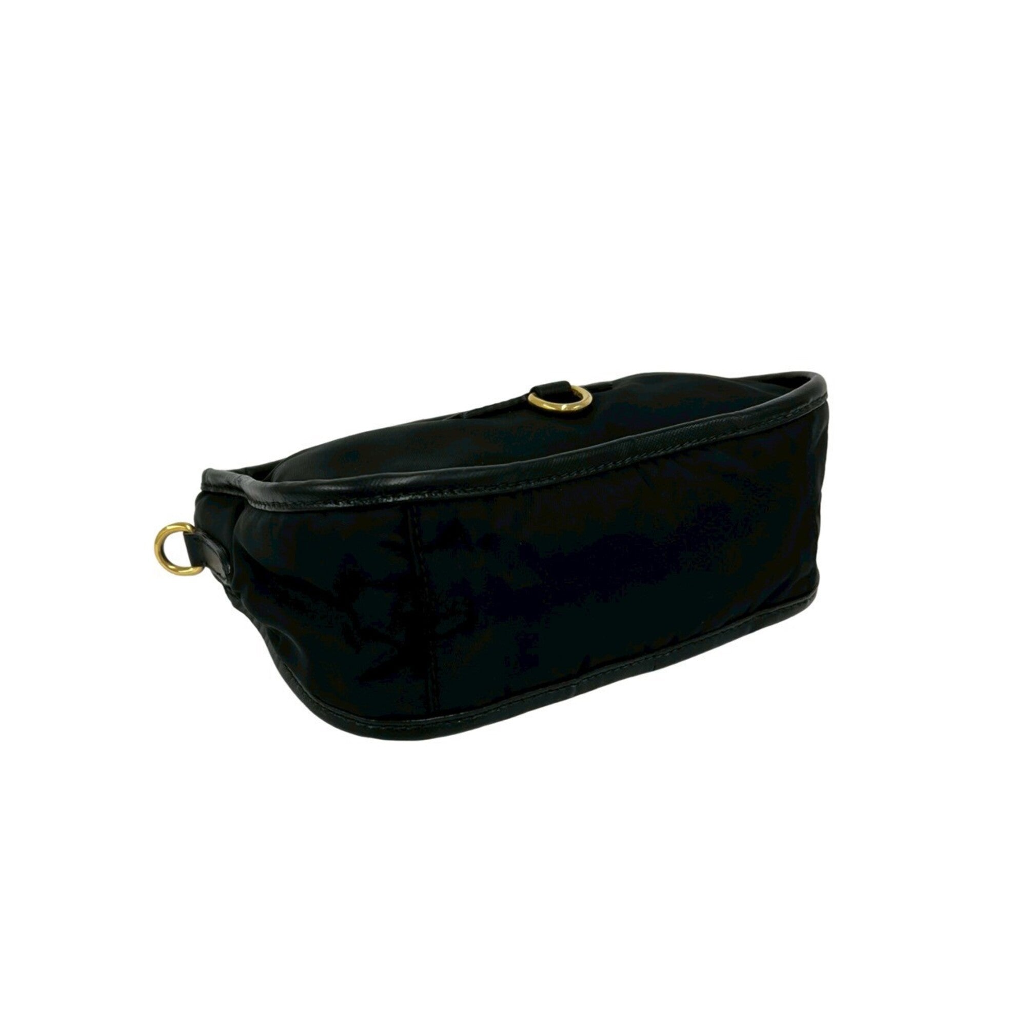 Prada Black Nylon Leather Handbag Shoulder Bag (Pre-Owned)