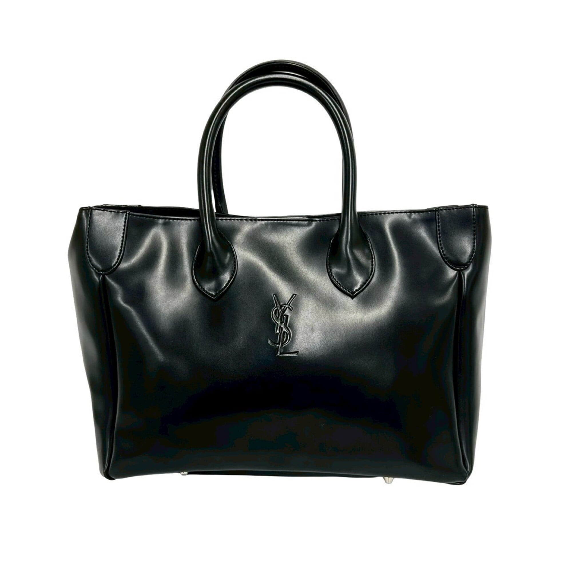 Yves Saint Laurent Black Leather Handbag Tote Bag (Pre-Owned)