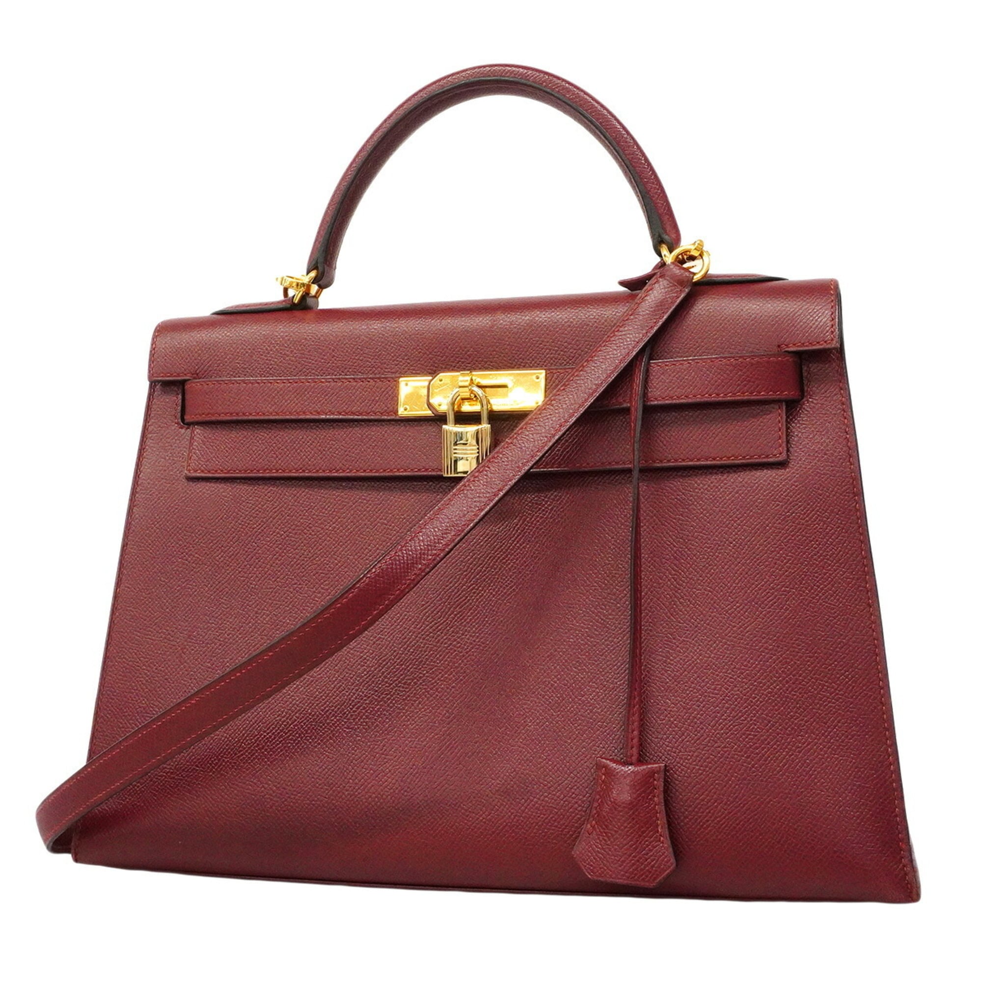 Hermes Rouge H Epsom Leather Leather Handbag (Pre-Owned)