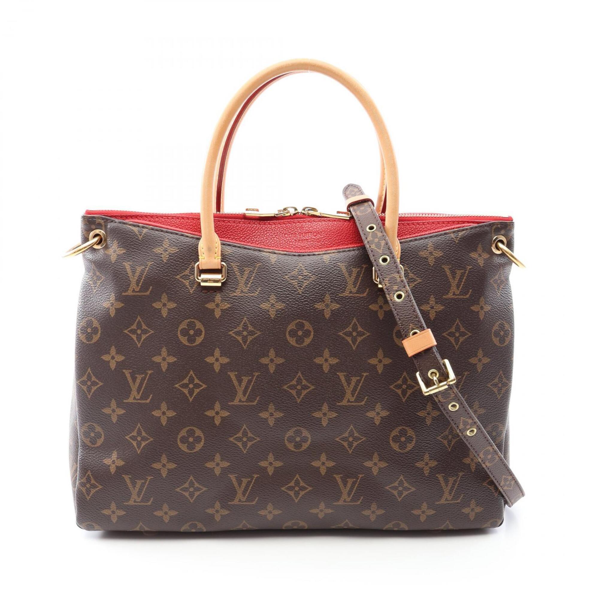 Louis Vuitton Brown Monogram Red Color Coated Canvas Handbag (Pre-Owned)