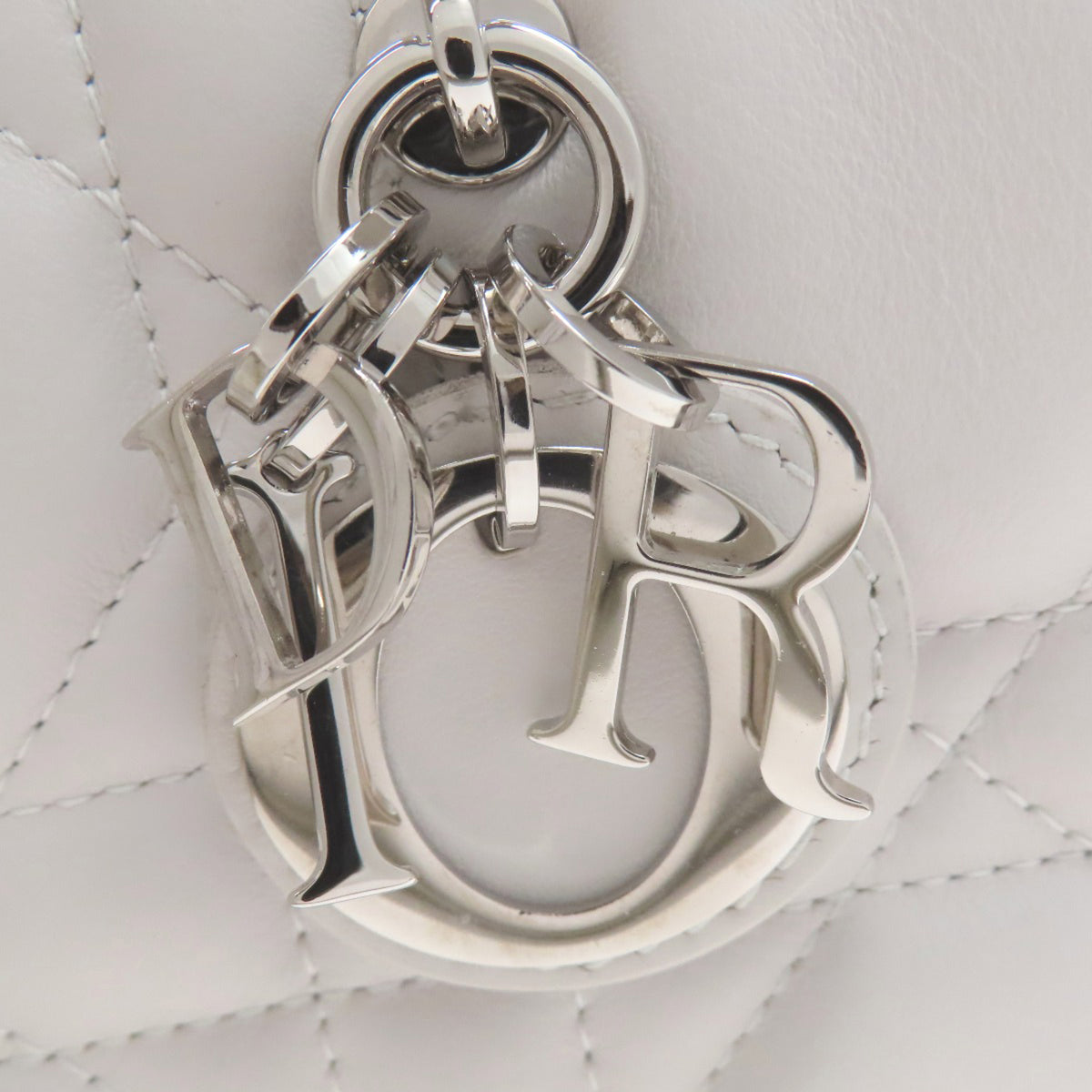 Christian Dior Gray White Leather Handbag (Pre-Owned)